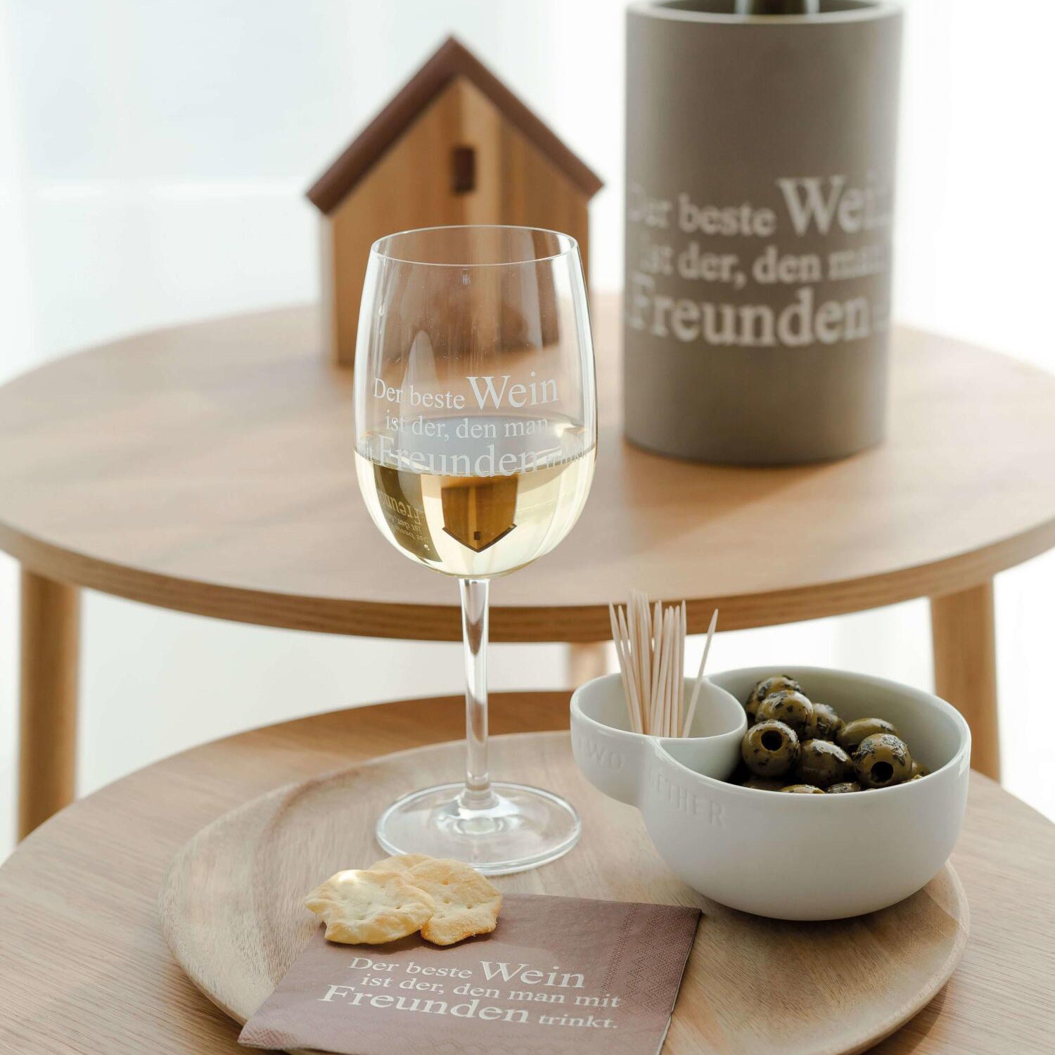 Weinglas "DINING - Der beste Wein" - 8,5x22 cm (Transparent)