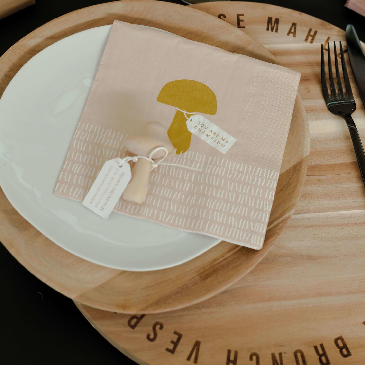 Papierservietten "DINING - You are my Champion" - 16,5x16,5 cm (Braun)
