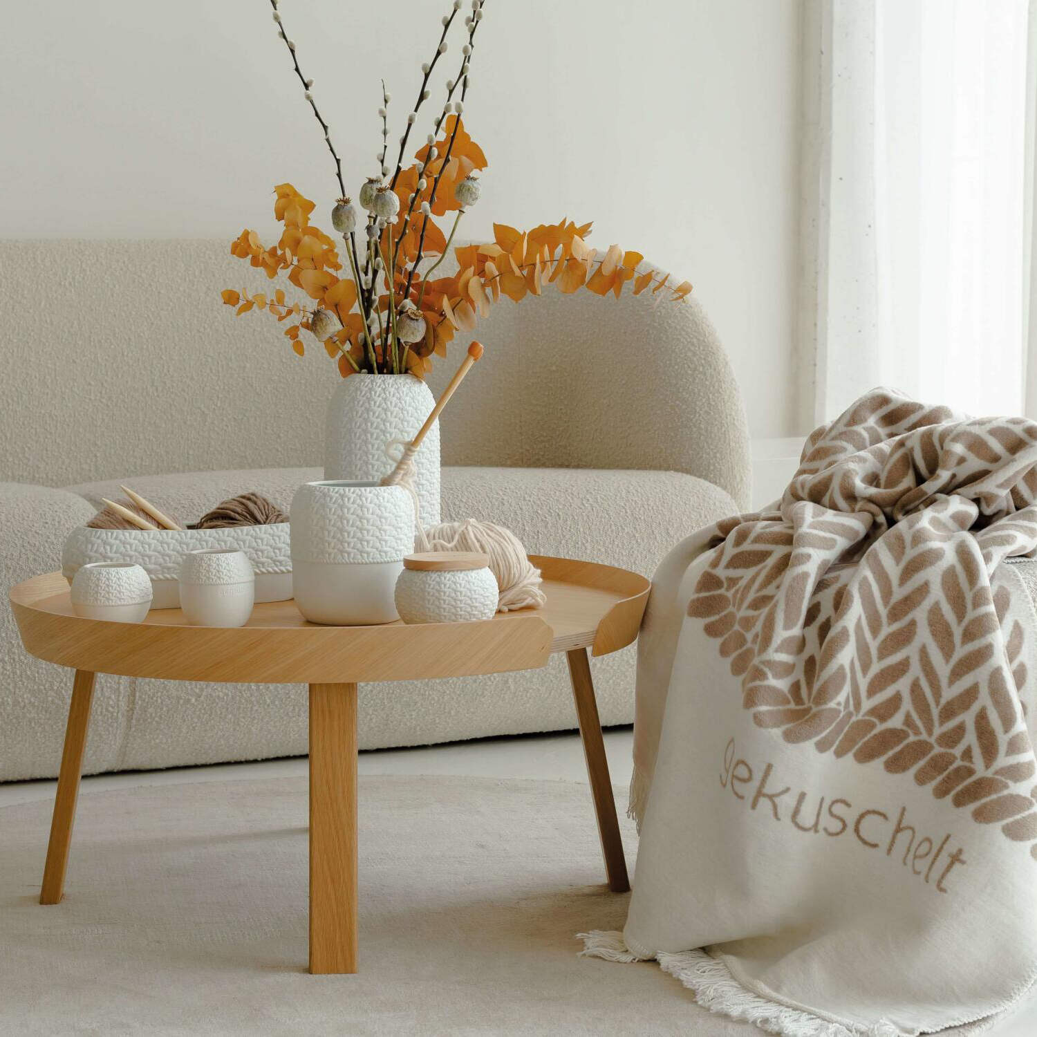 Decke "Gekuschelt" - 150x200 cm (Beige)