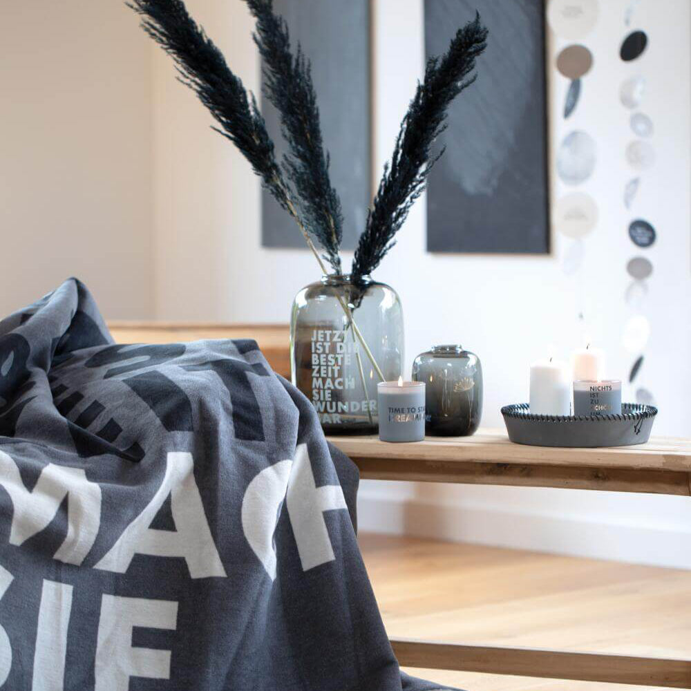 Glas-Vase "LIVING - Pusteblume" (Grau)