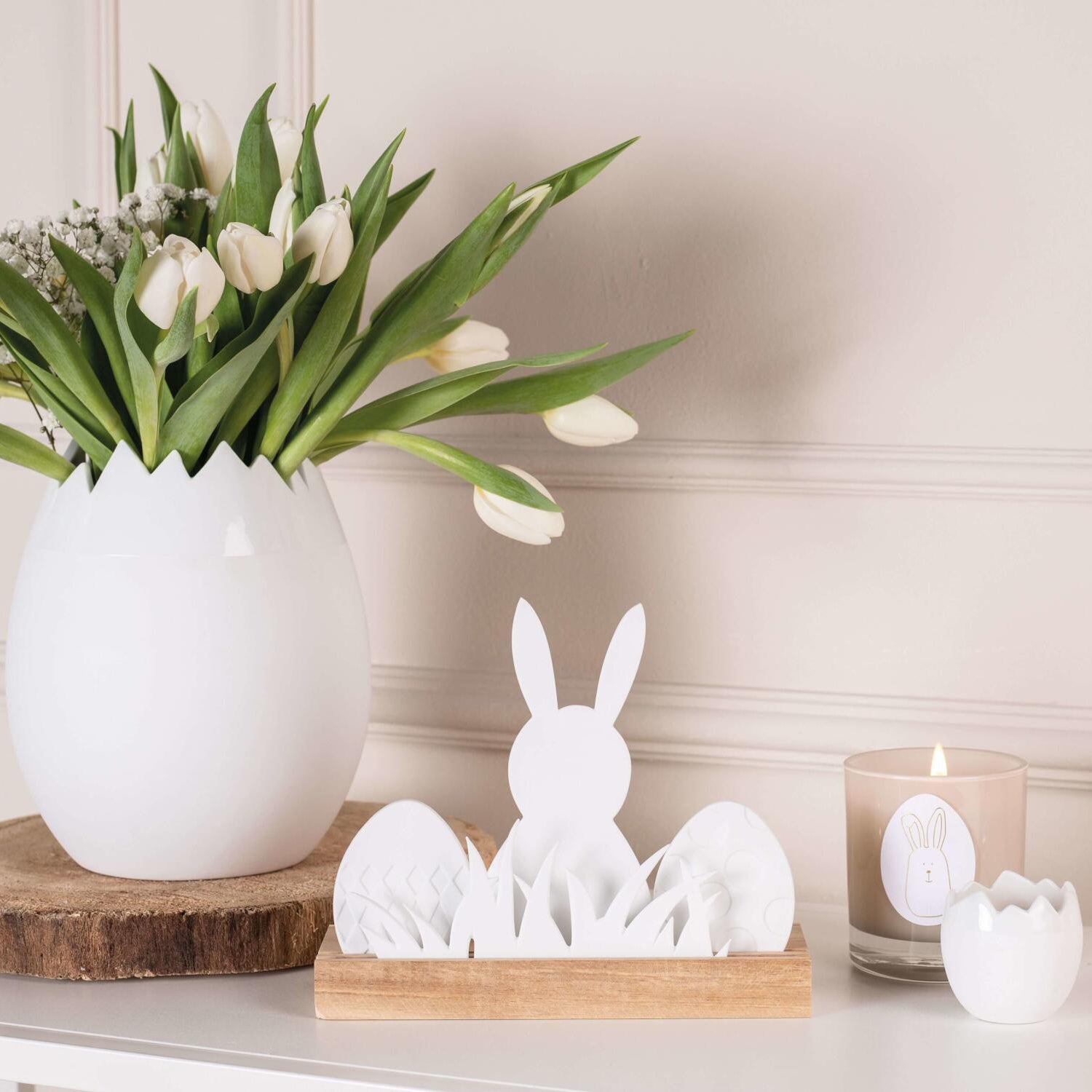 Ei-Vasen im 2er-Set "OSTERN" (Weiß)