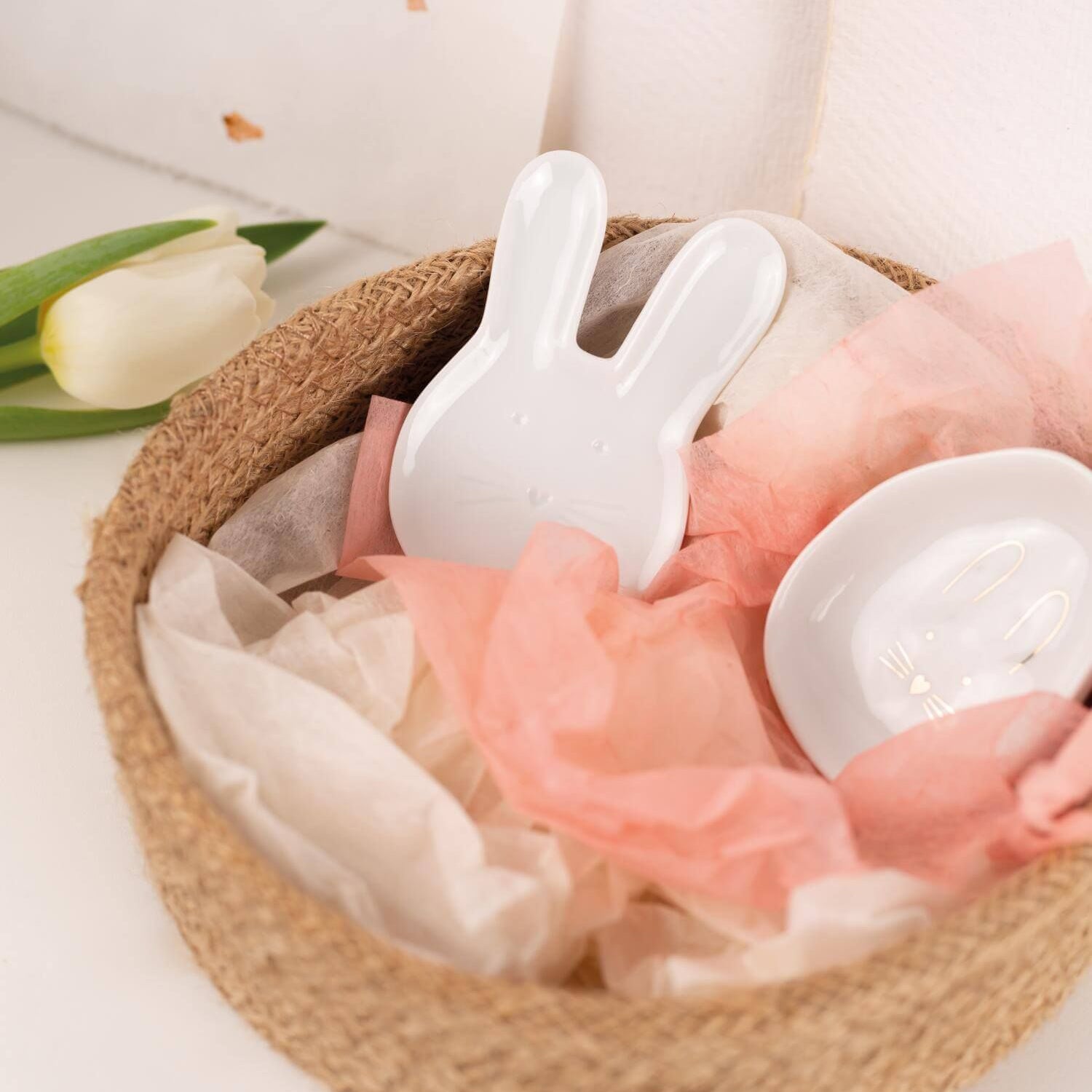 Tellerchen "Hase" - 5,2x8x0,5 cm (Weiß)