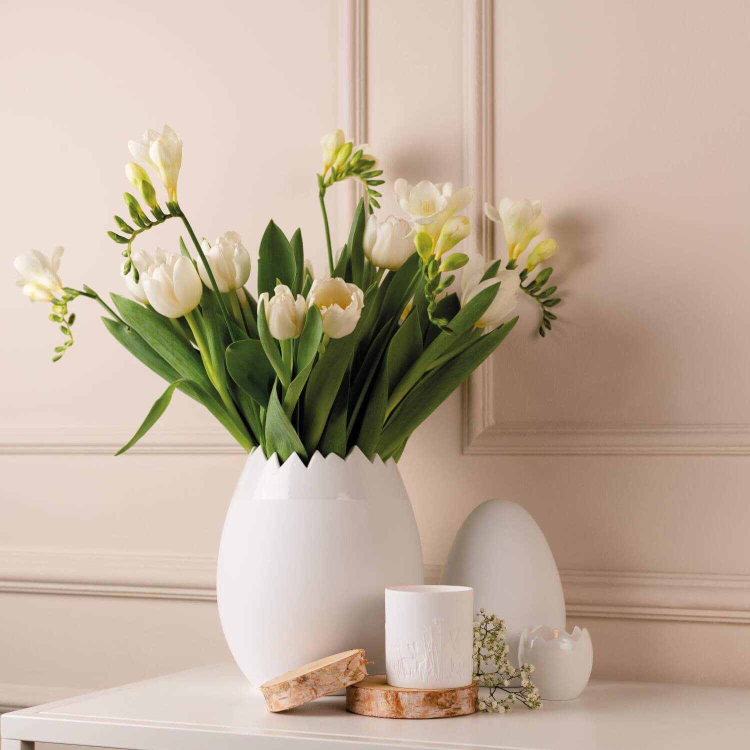 Porzellanlicht "Hasenwiese" - 6,5x7 cm (Weiß)