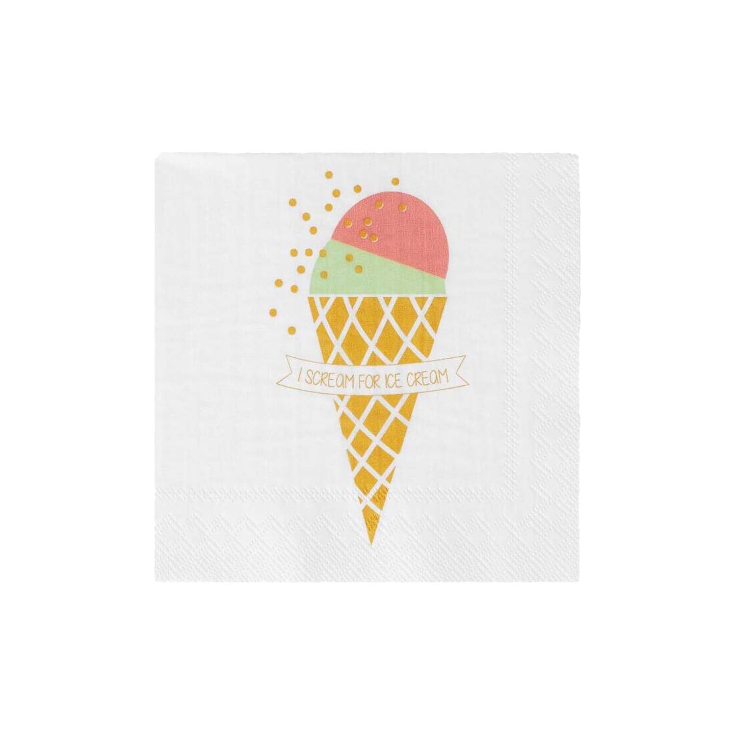 Cocktailservietten "I scream for ice cream" (Weiß/Bunt)