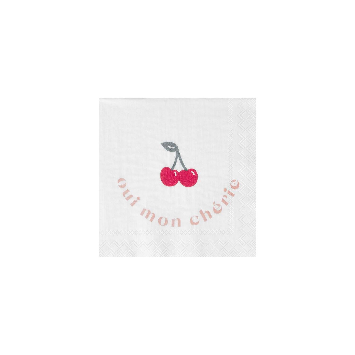 Cocktailservietten "Oui ma chérie" (Weiß/Bunt)