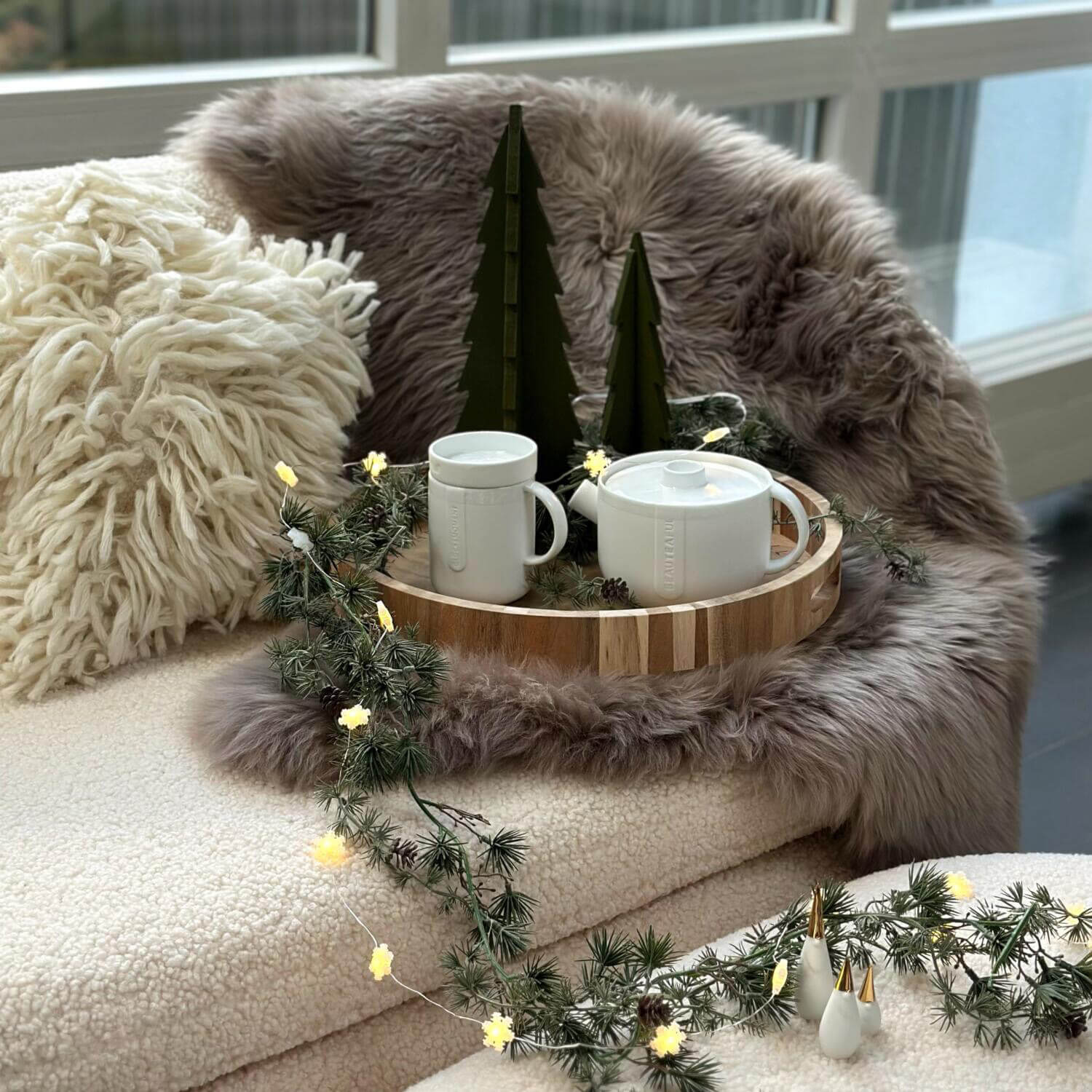 Tasse mit Deckel "Cozy Time - Glücksmoment" (Weiß)