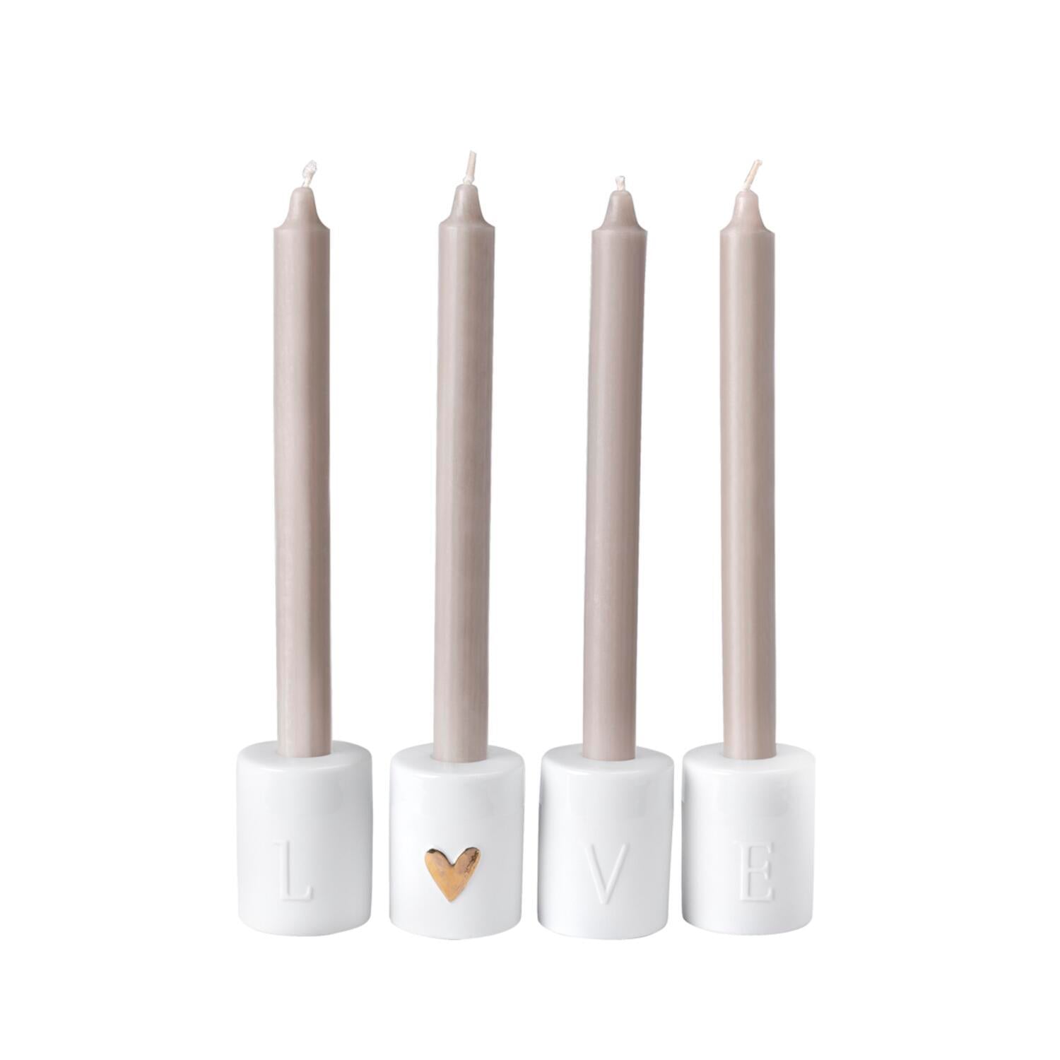 Kerzenständer-Set "Love" (Weiß)