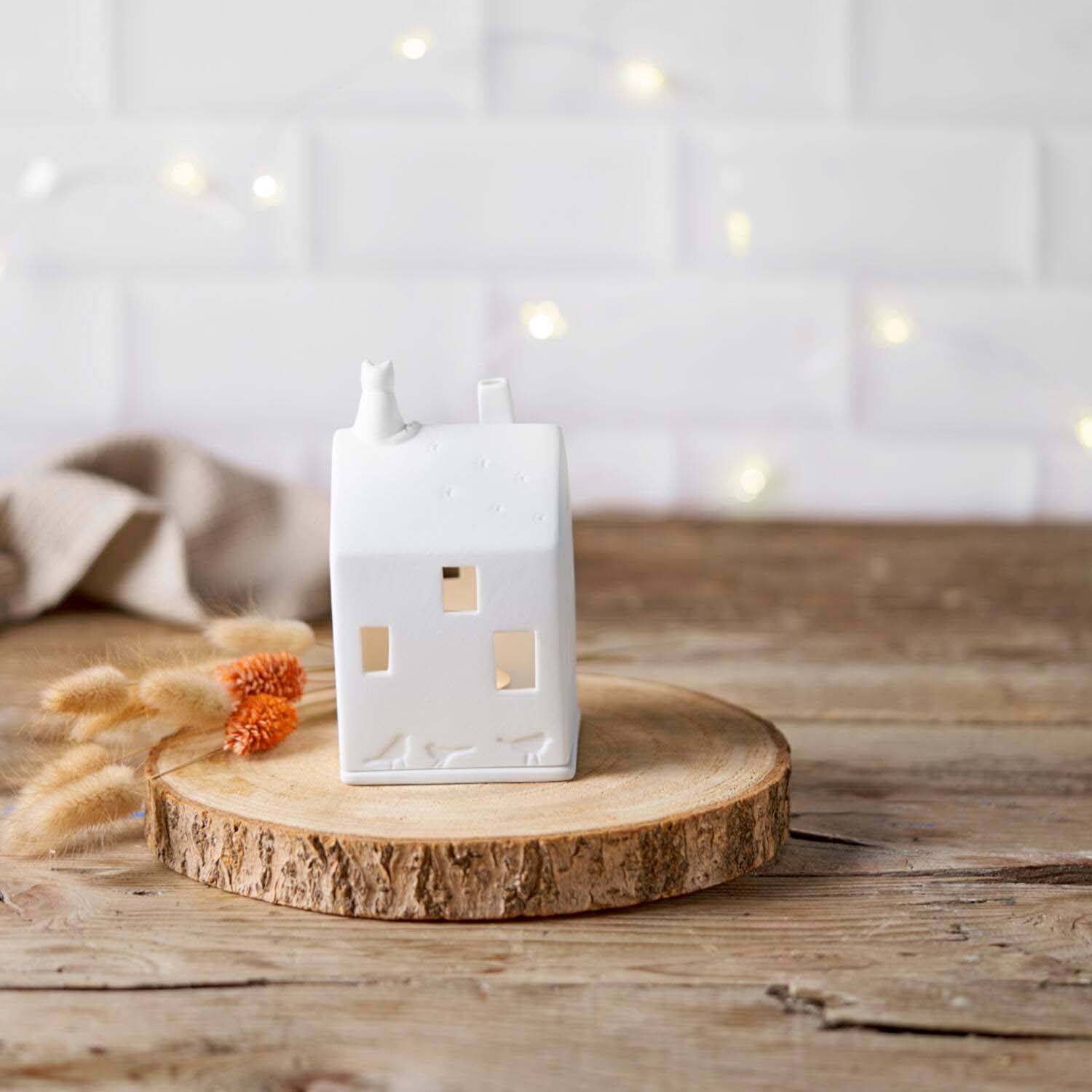 Lichthaus "LIVING - Katze" - 13,5x7x7 cm (Weiß)