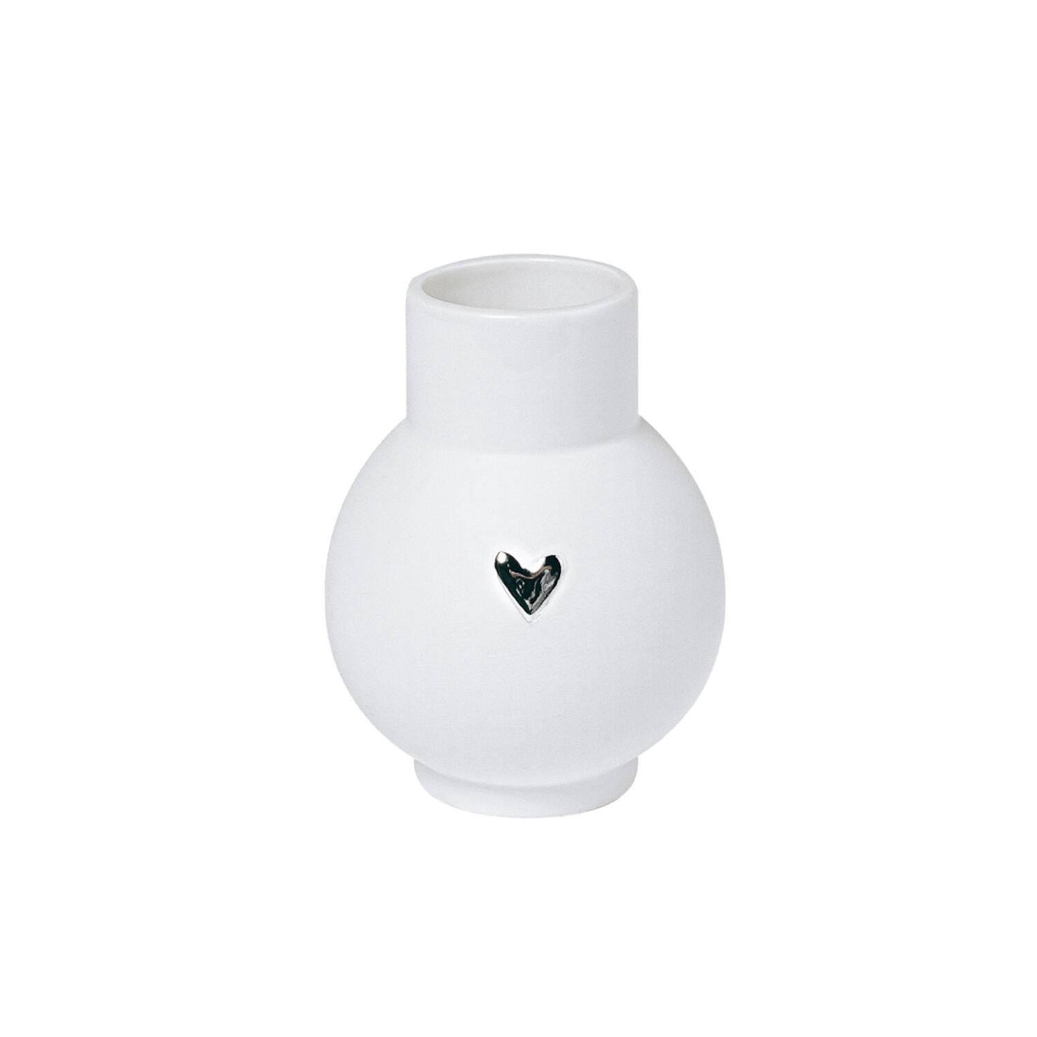 Mini-Kugelvase "Herz - Silber" (Weiß)