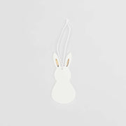 Porzellanhänger "Hase" - 8x3,5 cm (Weiß/Gold)