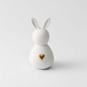 Porzellanhase "Herr - goldenes Herz" - 6x13 cm (Weiß/Gold)