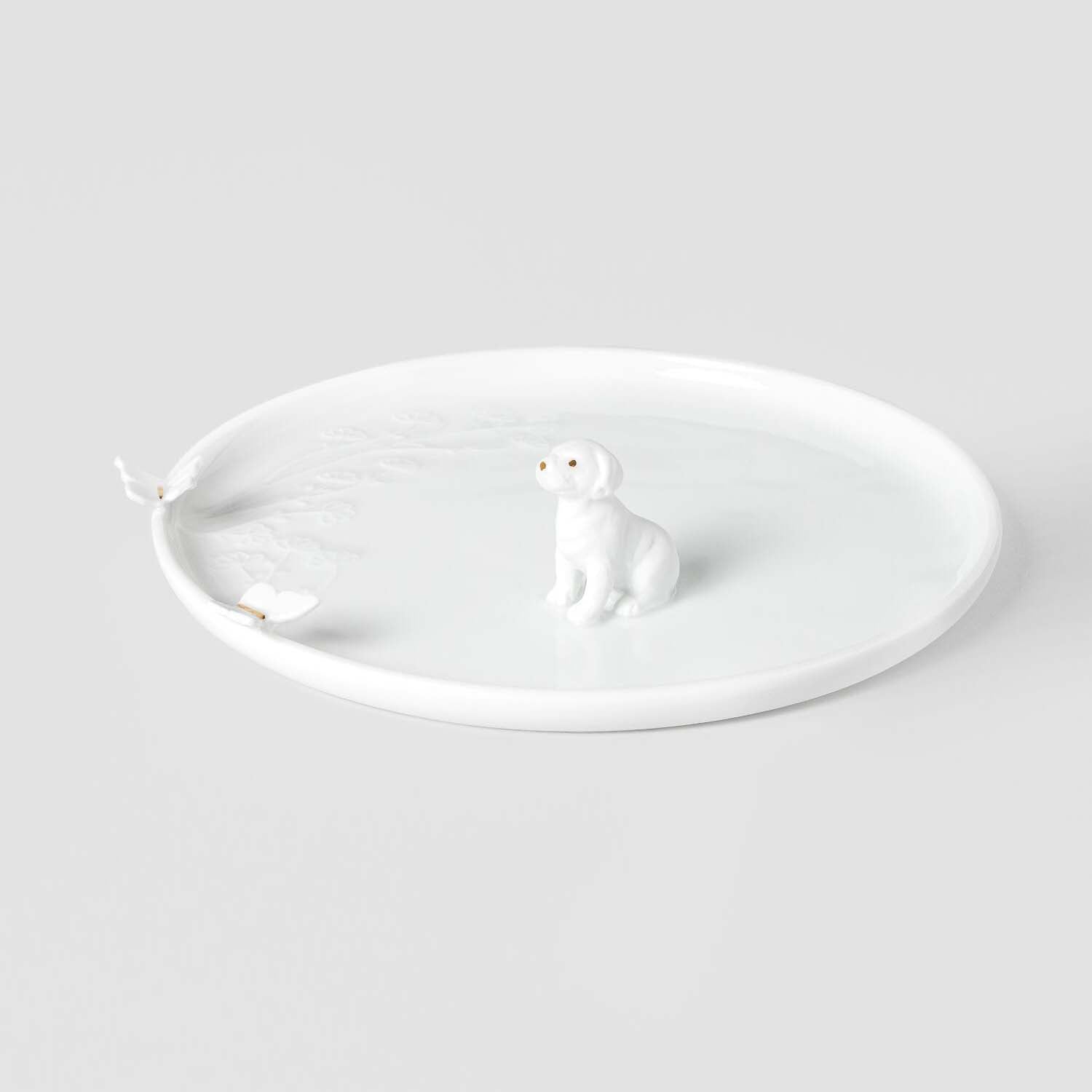 Teller "Hund" - ø 17 cm (Weiß)