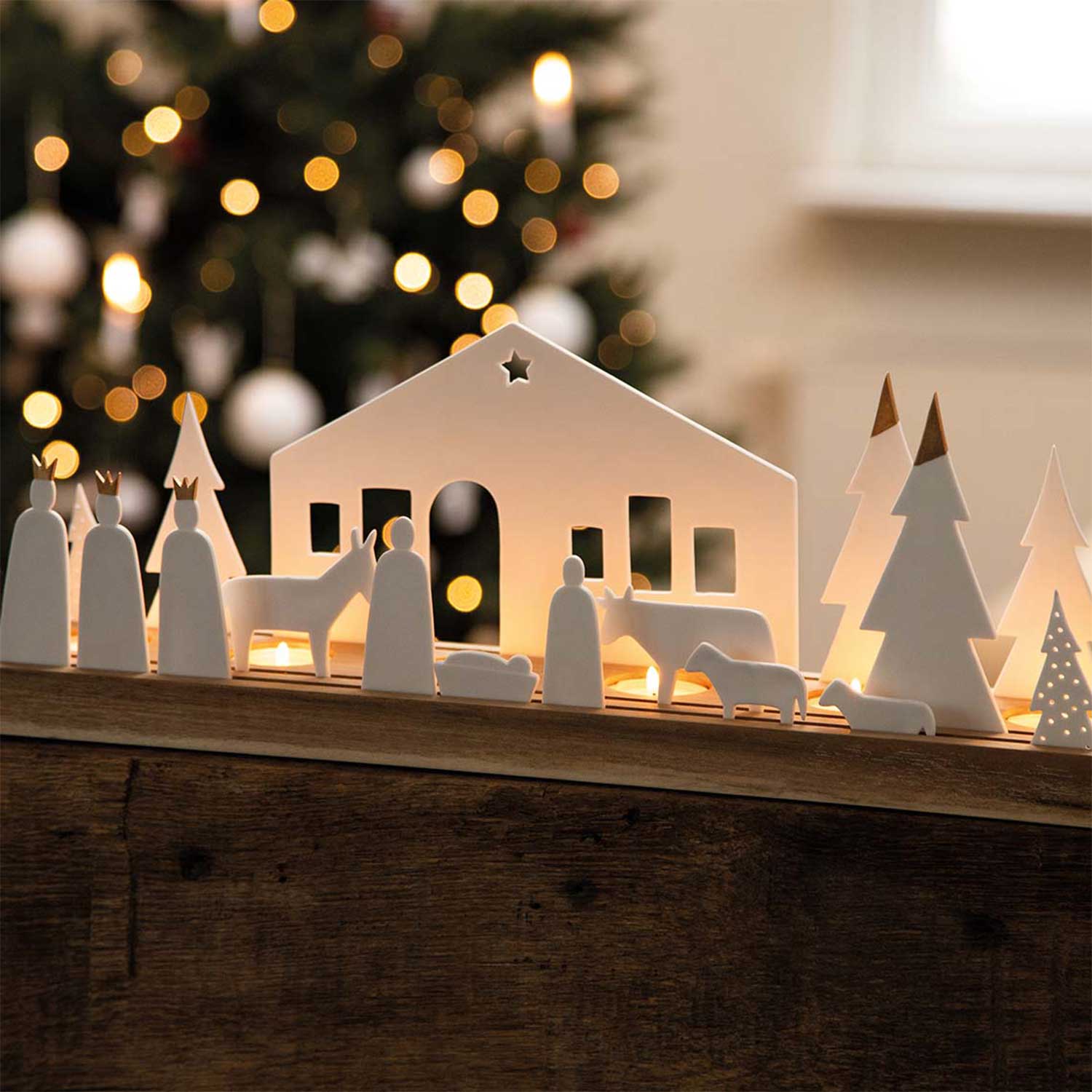 Lichtobjekt Krippe "LIVING - Xmas" (Weiß/Braun) räder Design