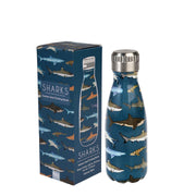 Kinder-Edelstahl-Trinkflasche mit Haifisch-Design und silbernem Verschluss, 260 ml