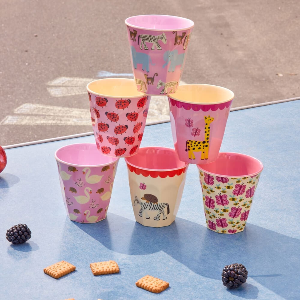Melamin Becher "Wildlife" im 6er-Set - S (Pink)