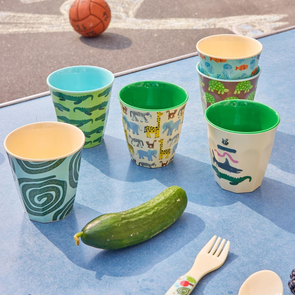 Melamin Becher "Wildlife" im 6er-Set - S (Mint)