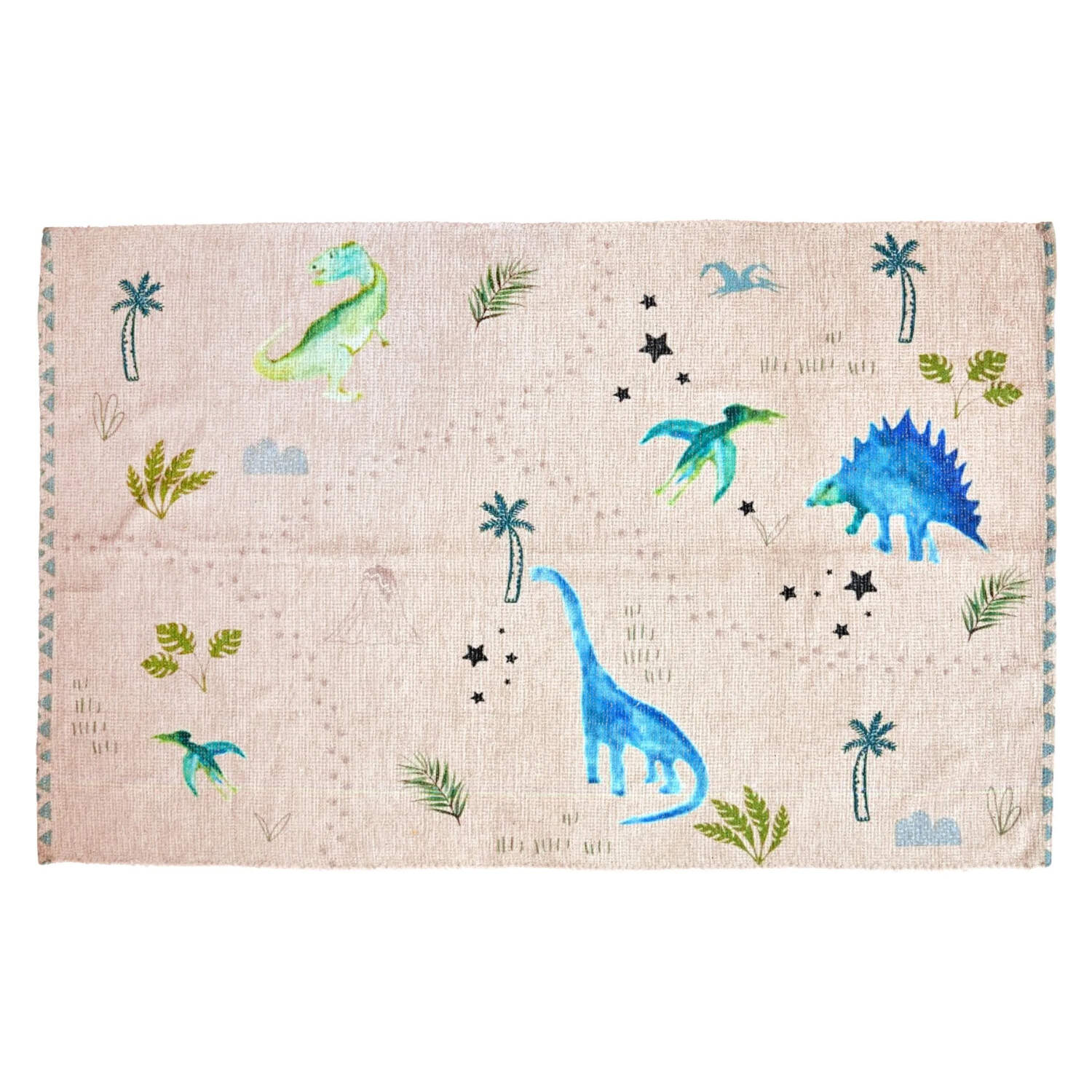 Kinder-Teppich "Dinosaurs - Dinosaurier" - 180x120 cm (Beige/Blau)