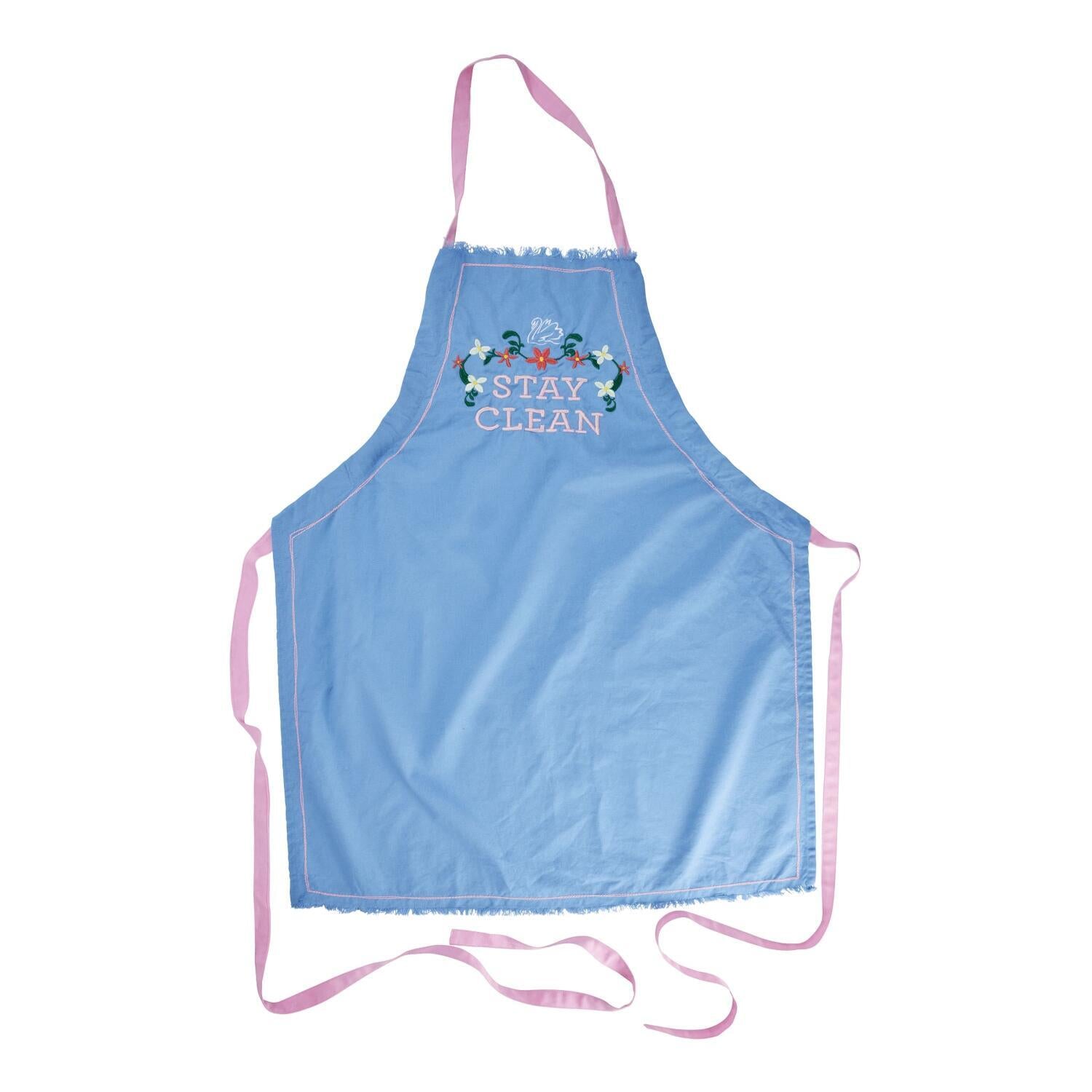 Schürze "Stay Clean" (Blau/Rosa)
