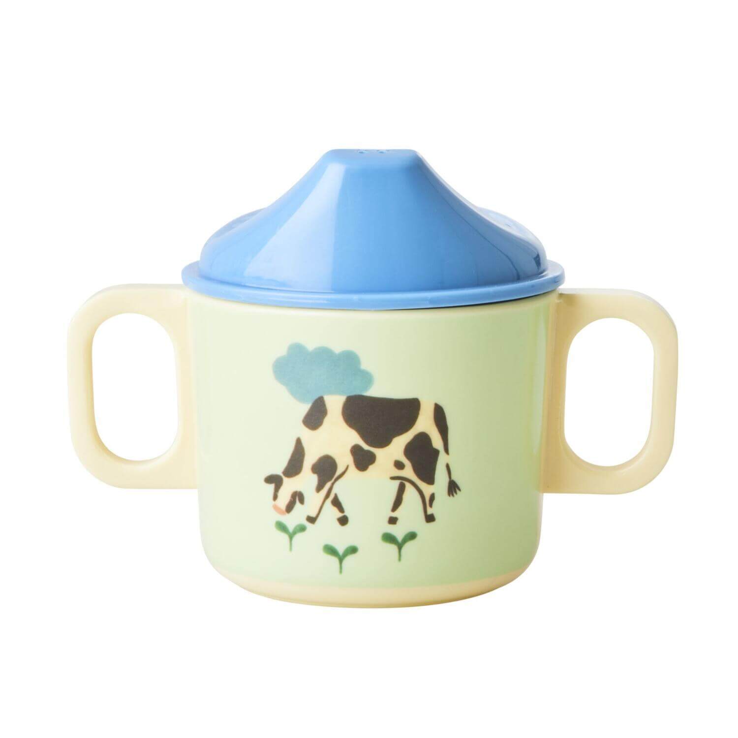 Melamin Schnabeltasse "Farm Print" (Blau)