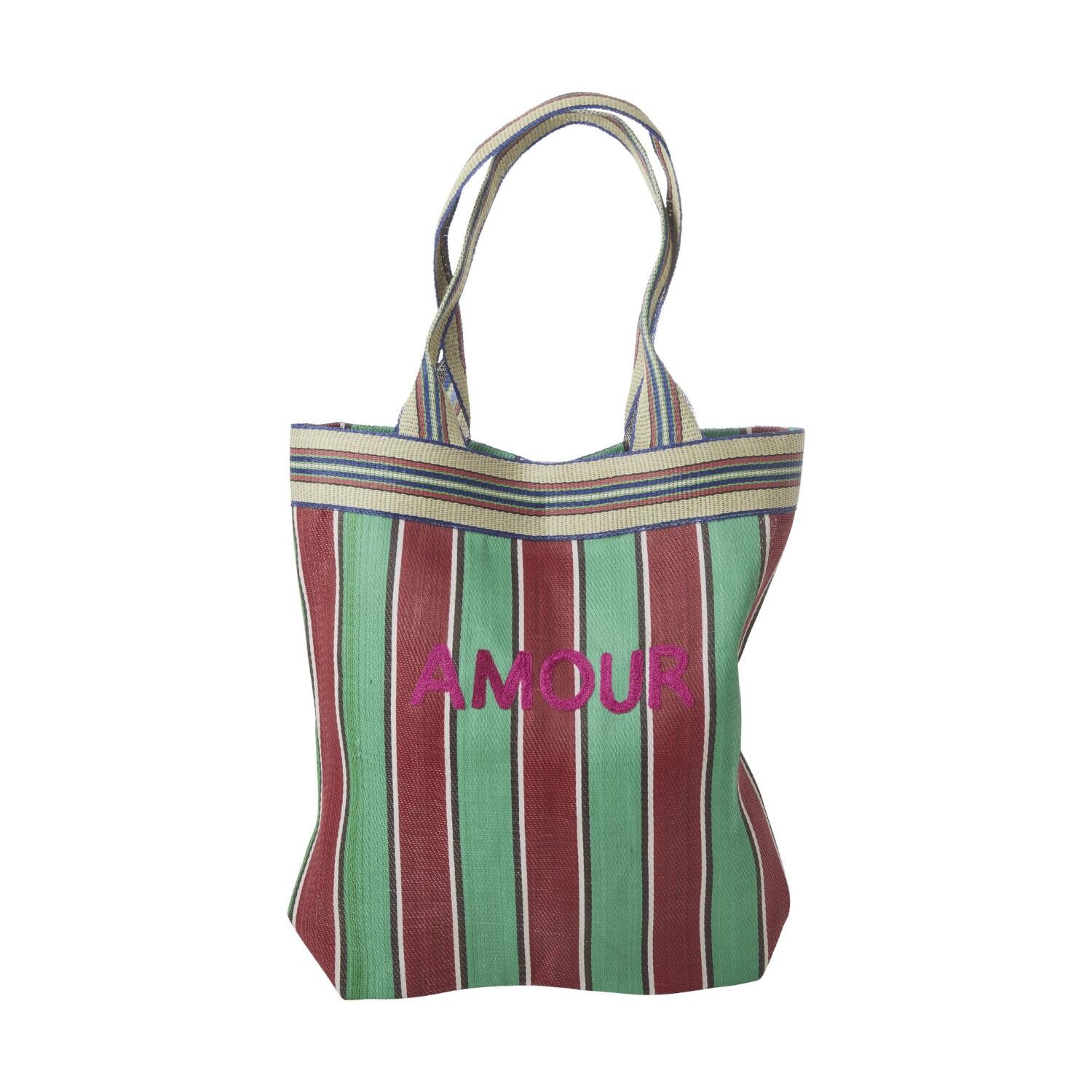 Einkaufstasche aus recyceltem Plastik "Amour" - 40x40 cm (Bunt)