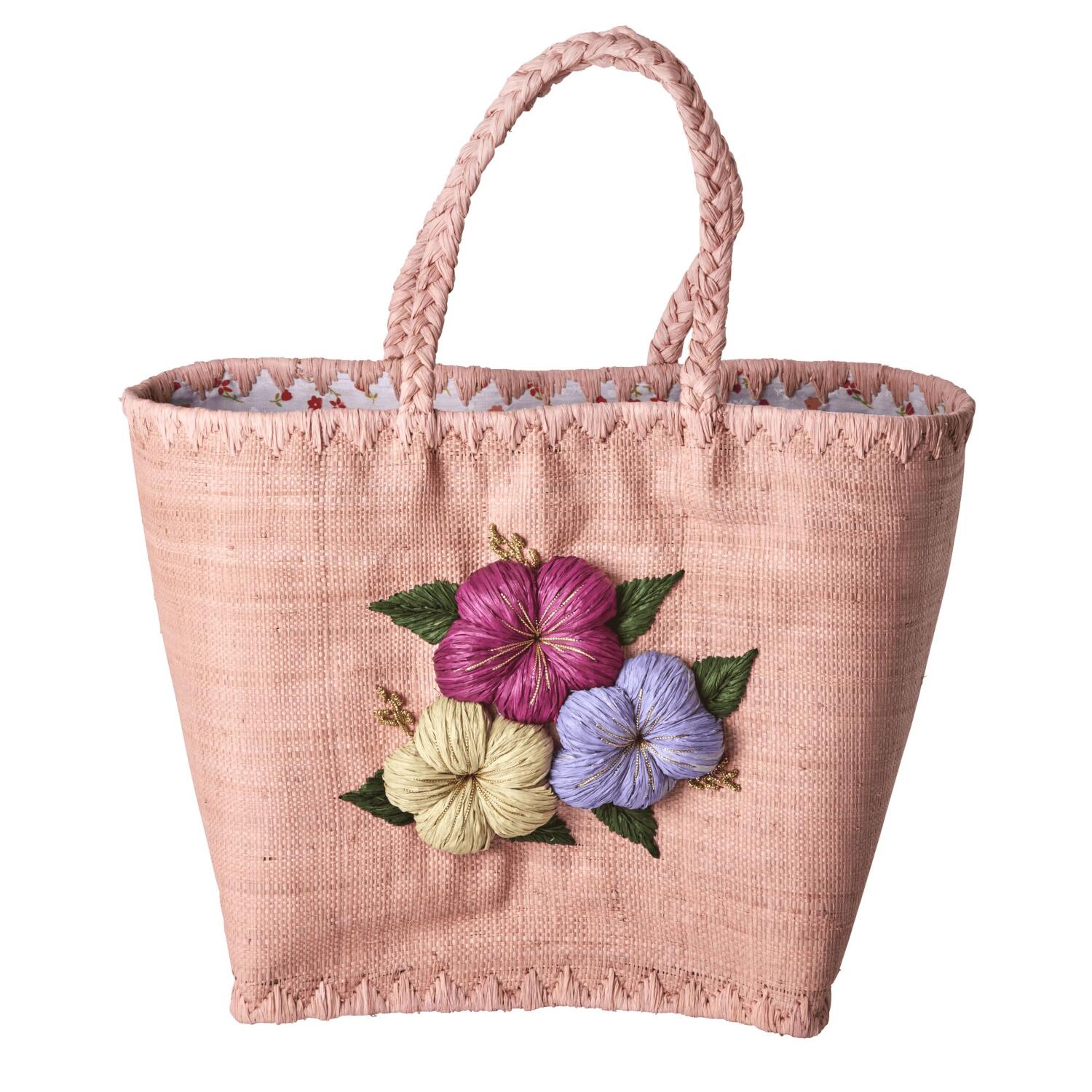 Tasche "Raffia - Heavy Flower" - L (Pink)