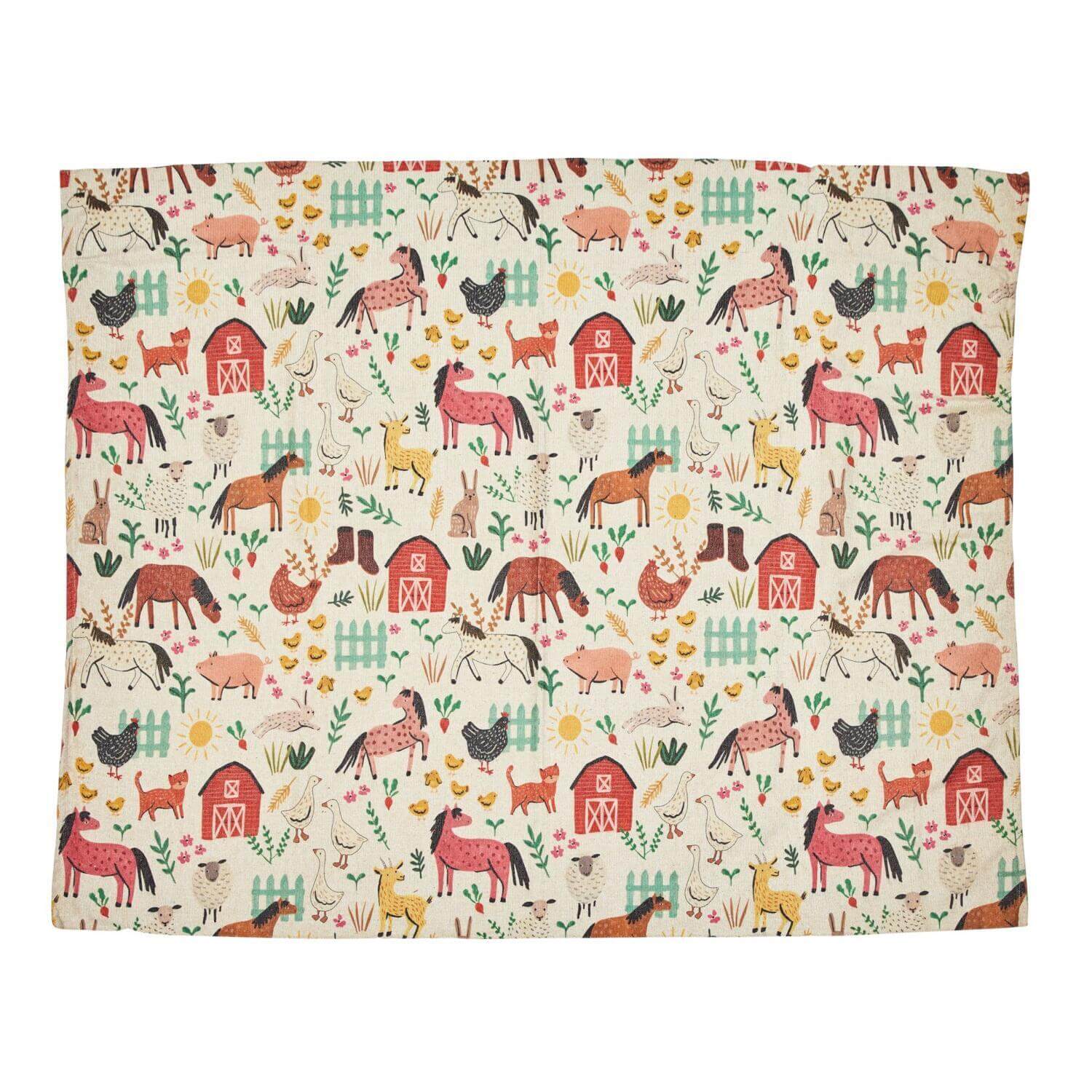 Decke "Farm Animals" - 125x150 cm (Pink/Rot)