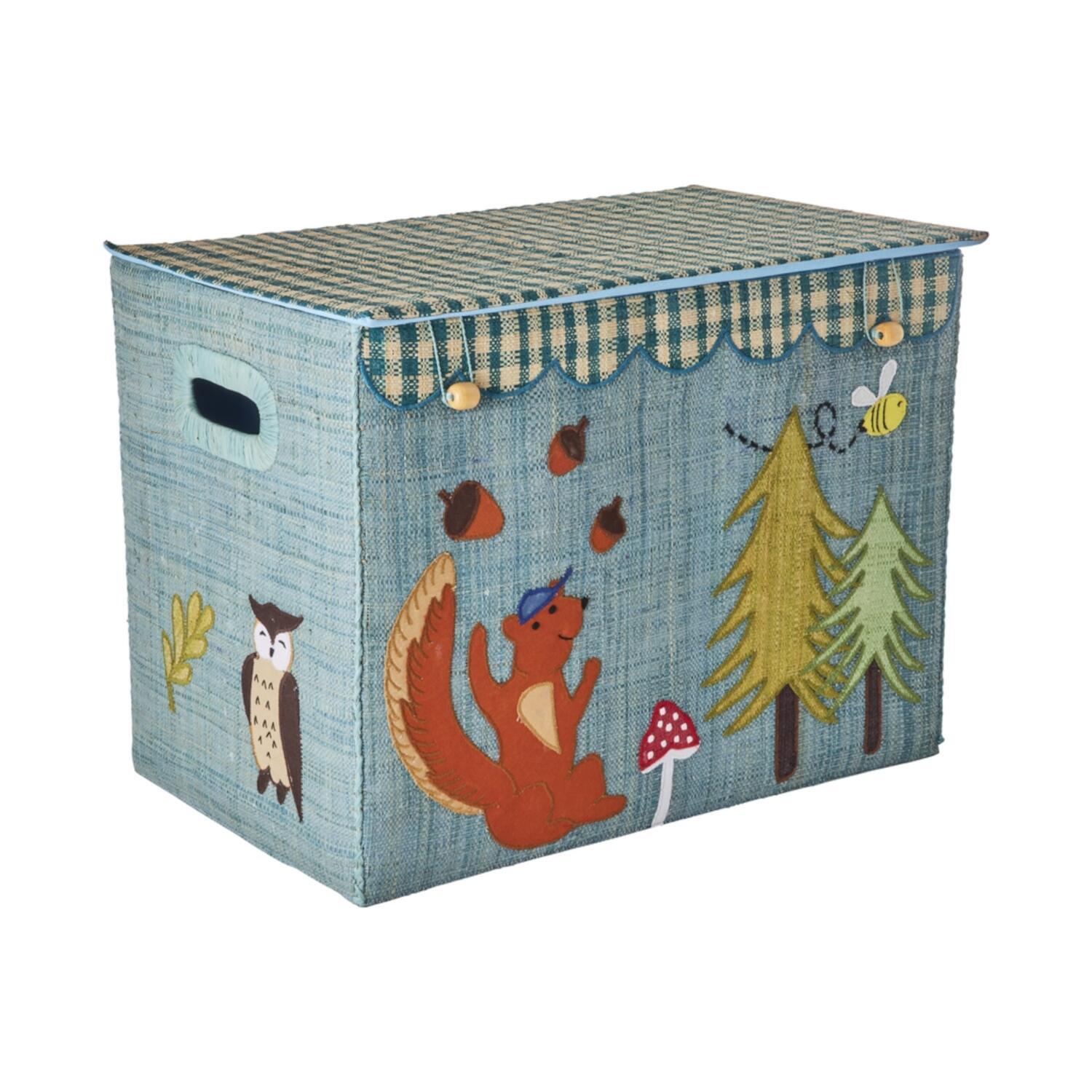 Spielzeugkiste aus Raffia "Happy Forest" - Groß (Hellblau/Bunt) Rice