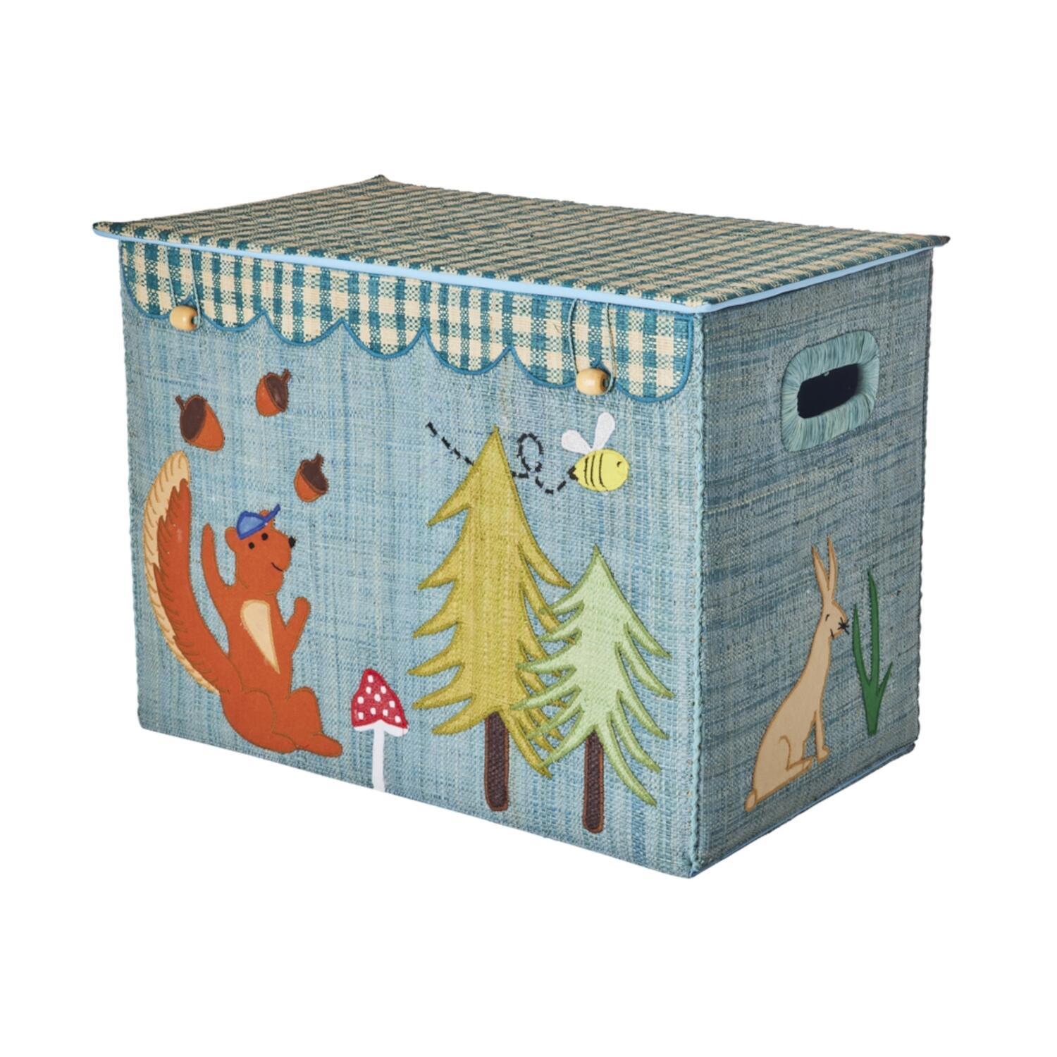 Spielzeugkiste aus Raffia "Happy Forest" - Groß (Hellblau/Bunt) Rice