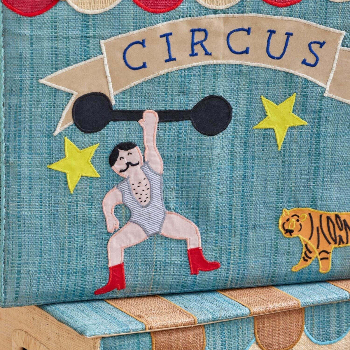 Spielzeugkiste aus Raffia "Circus" - Extragroß (Hellblau/Bunt)