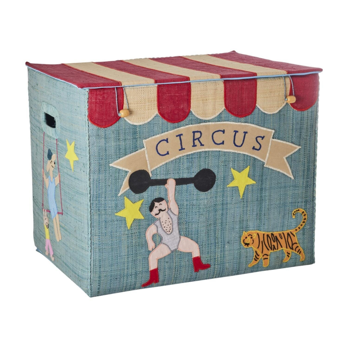 Spielzeugkiste aus Raffia "Circus" - Extragroß (Hellblau/Bunt)