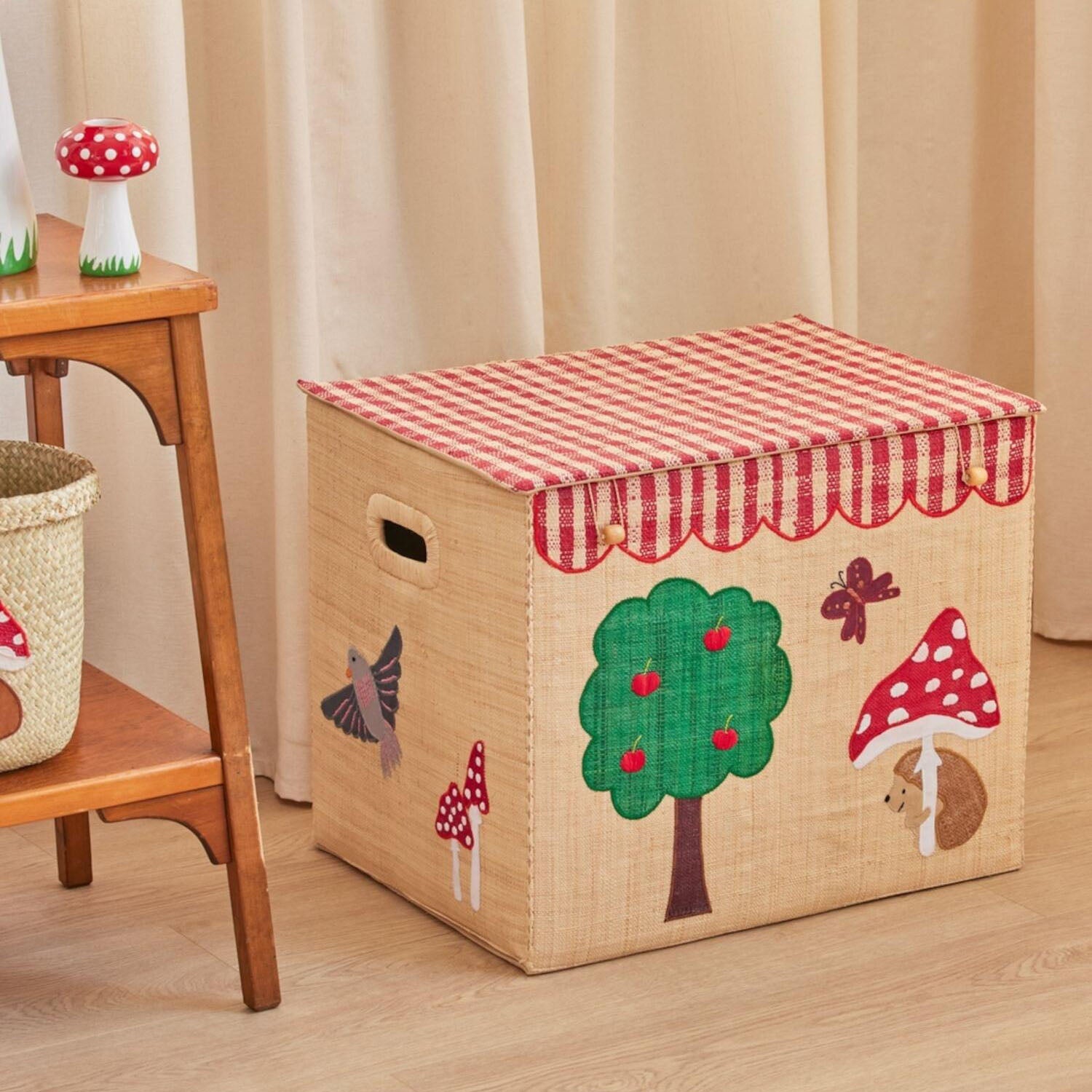 Spielzeugkiste aus Raffia "Happy Forest" - Extragroß (Natur/Bunt) Rice