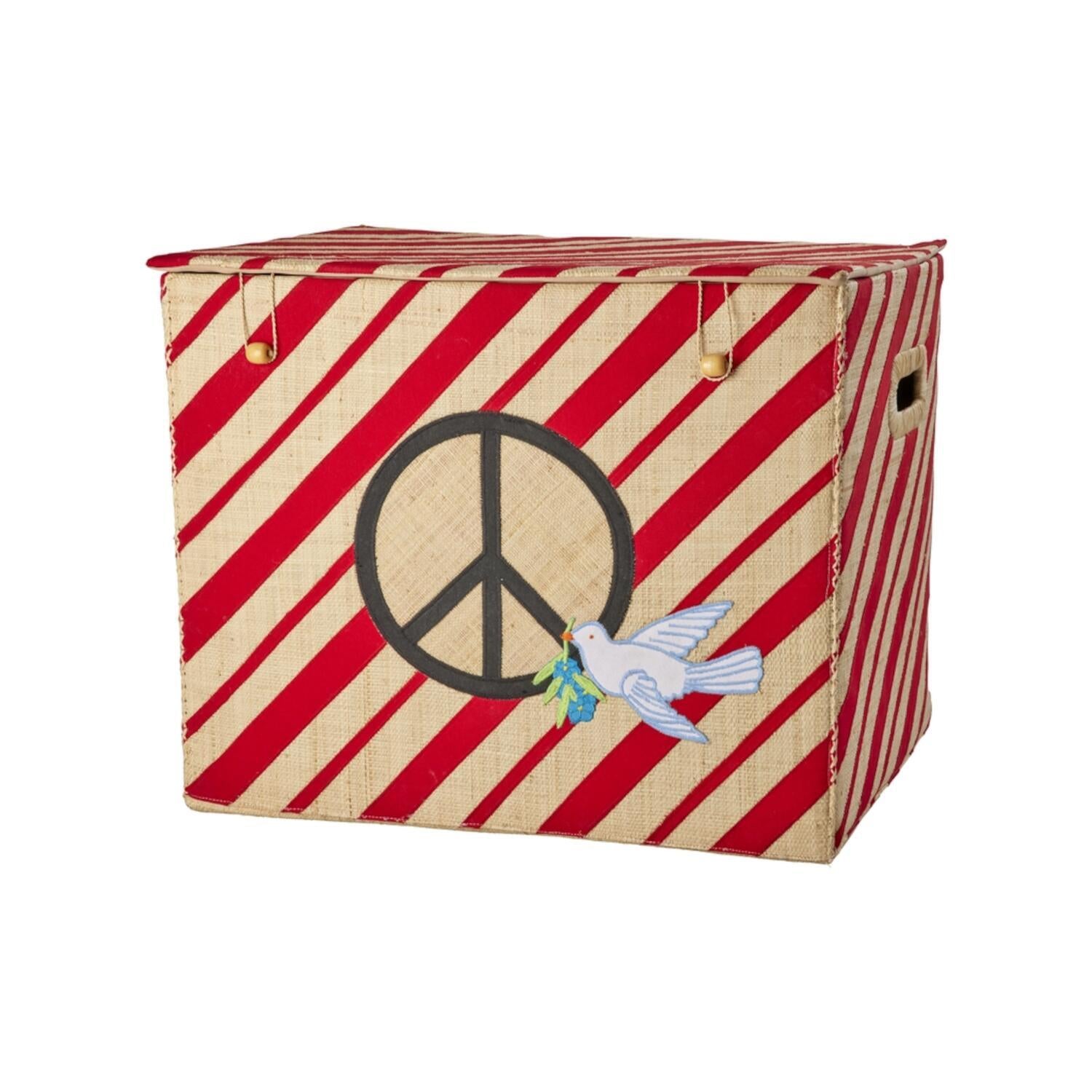 Raffia-Aufbewahrungskorb mit Deckel 52x37x41 cm (Rot)