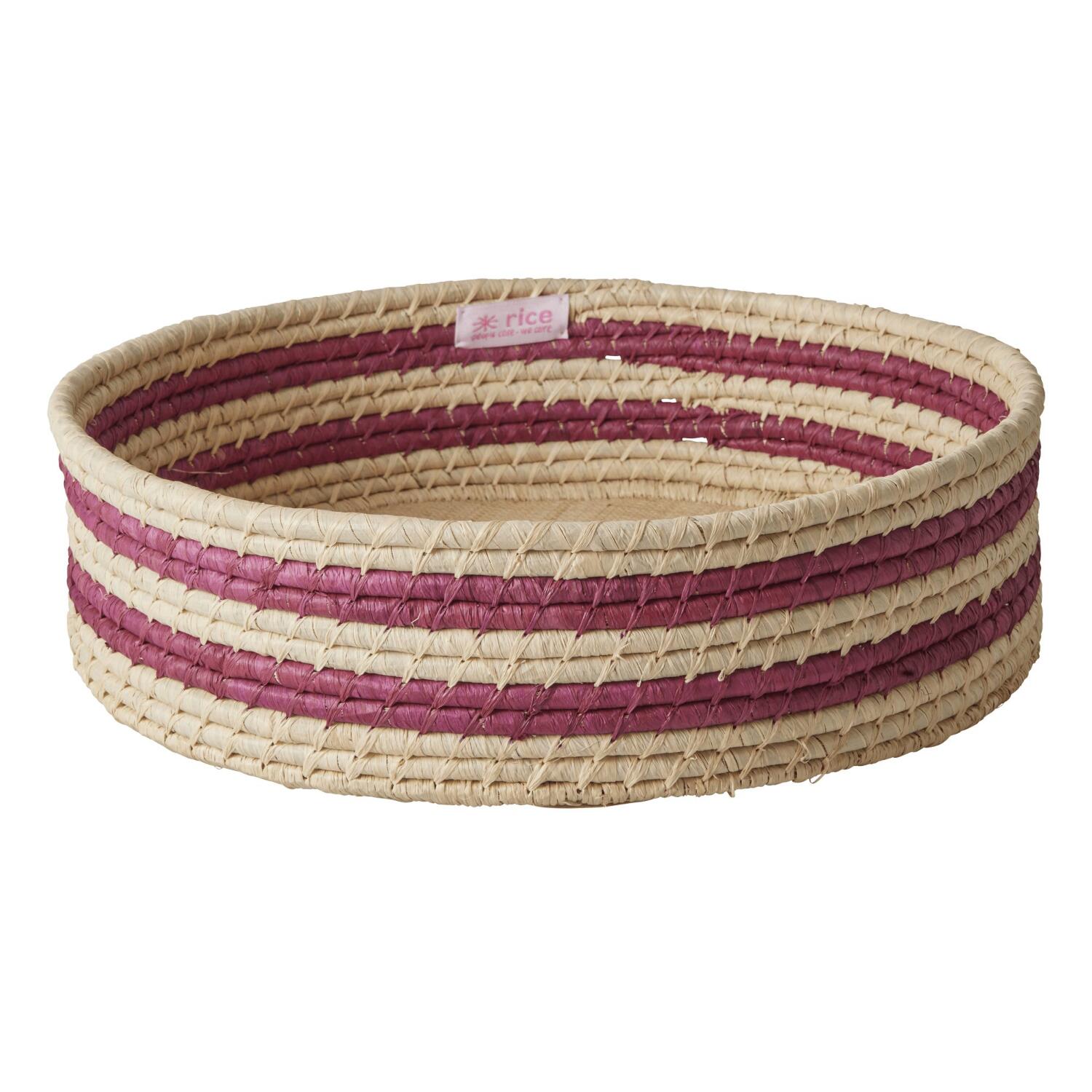 Korb "Raffia - Stripes" - L (Aubergine) Rice