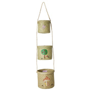 Aufbewahrungskorb aus Raffia zum Aufhängen "Happy Forest" - 3 tlg. (Natur)