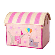 Spielzeugkiste aus Raffia "Party Animal" - M (Pink)