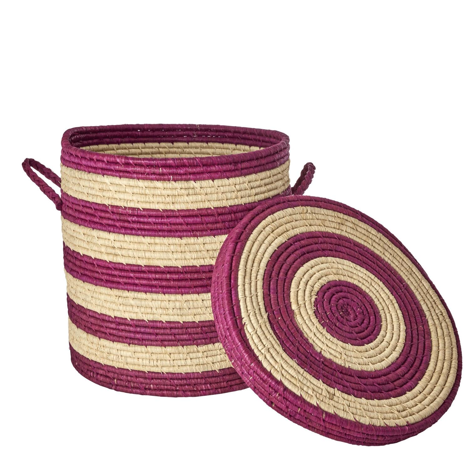 Wäschekorb/Aufbewahrungskorb "Raffia" - Groß (Aubergine)