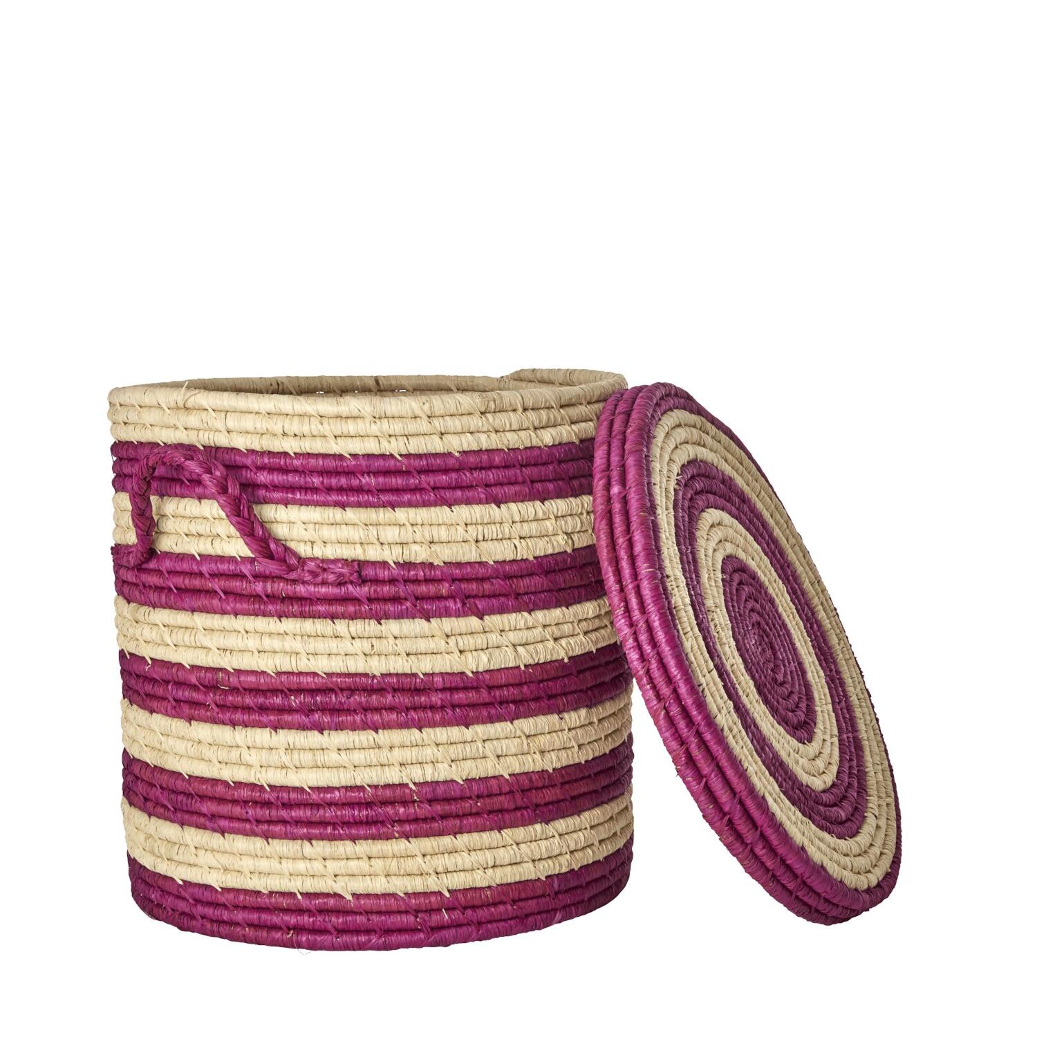 Wäschekorb/Aufbewahrungskorb "Raffia" - Klein (Aubergine)