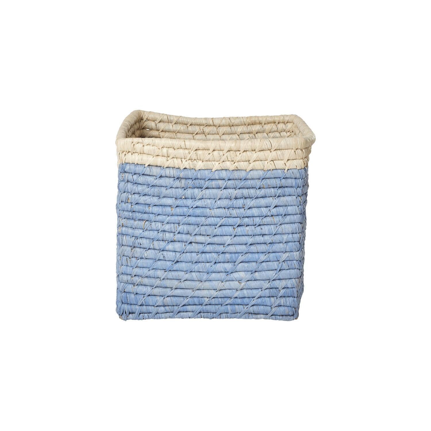Quadratischer Korb "Raffia" (Blau/Natur) Rice