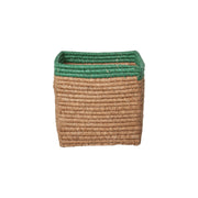 Quadratischer Korb "Raffia" (Braun/Grün)