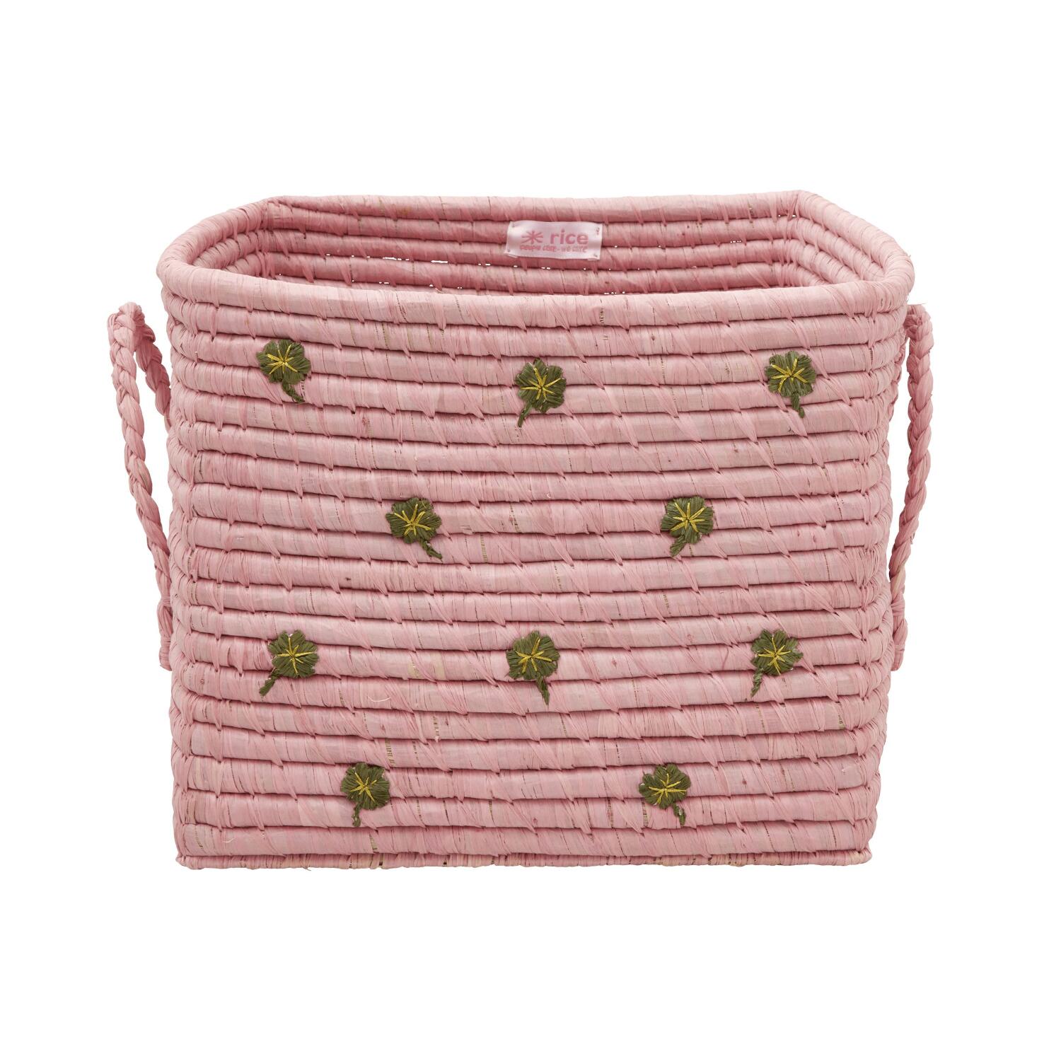 Korb "Raffia - Clover" - Quadratisch (Pink)
