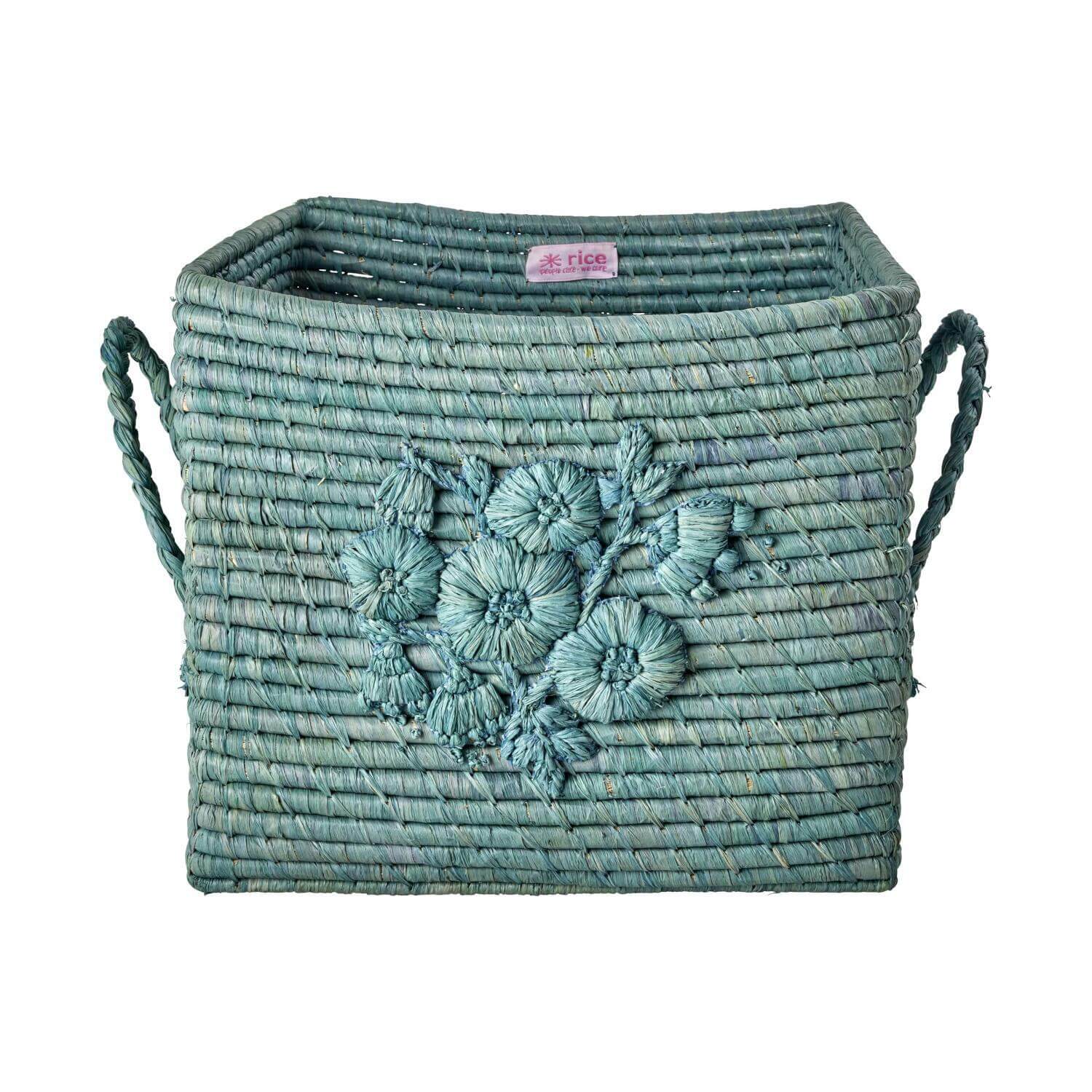Aufbewahrungskorb quadratisch "Flowers" (Blau)