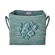 Aufbewahrungskorb quadratisch "Flowers" (Blau)