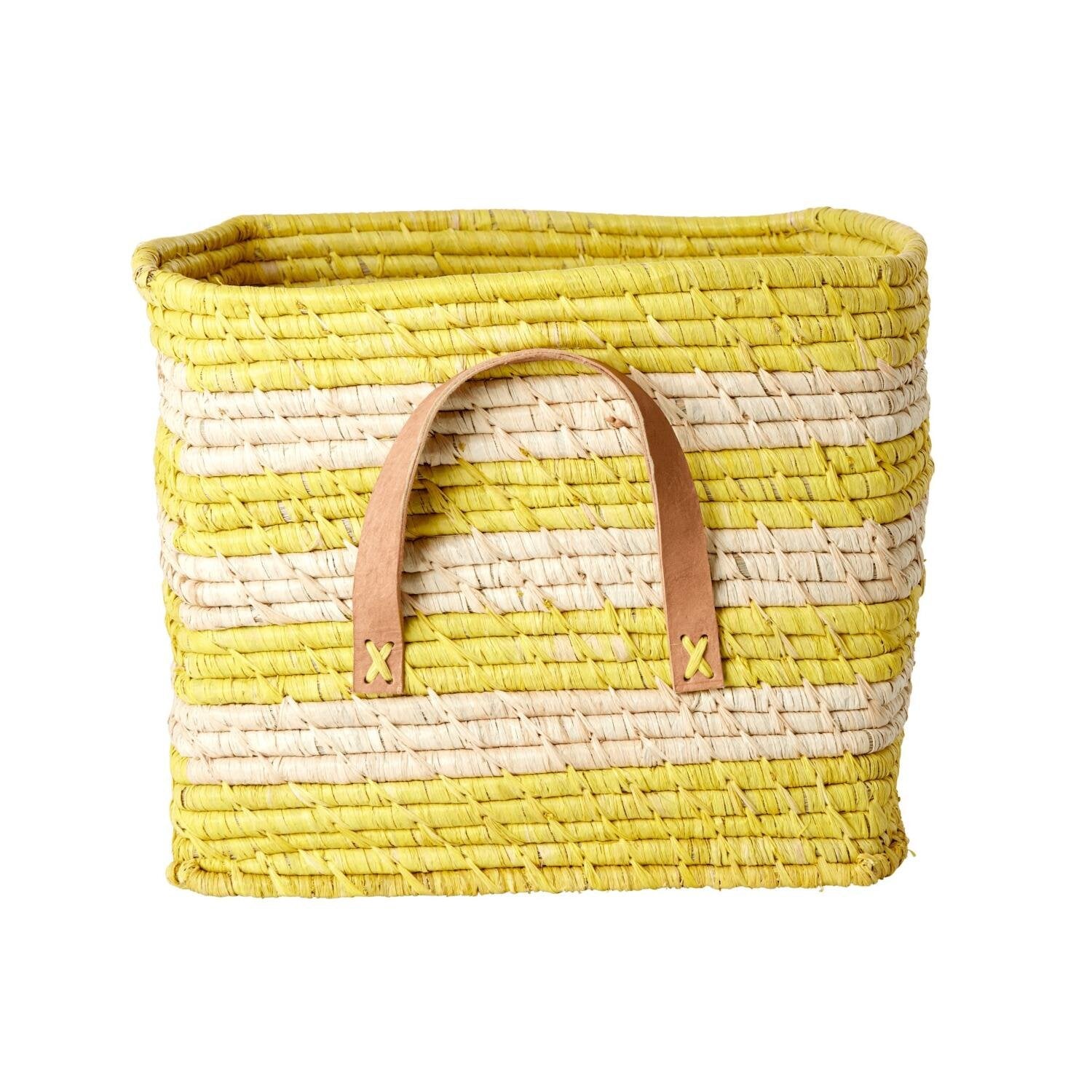 Quatratischer Korb "Raffia" (Gelb)