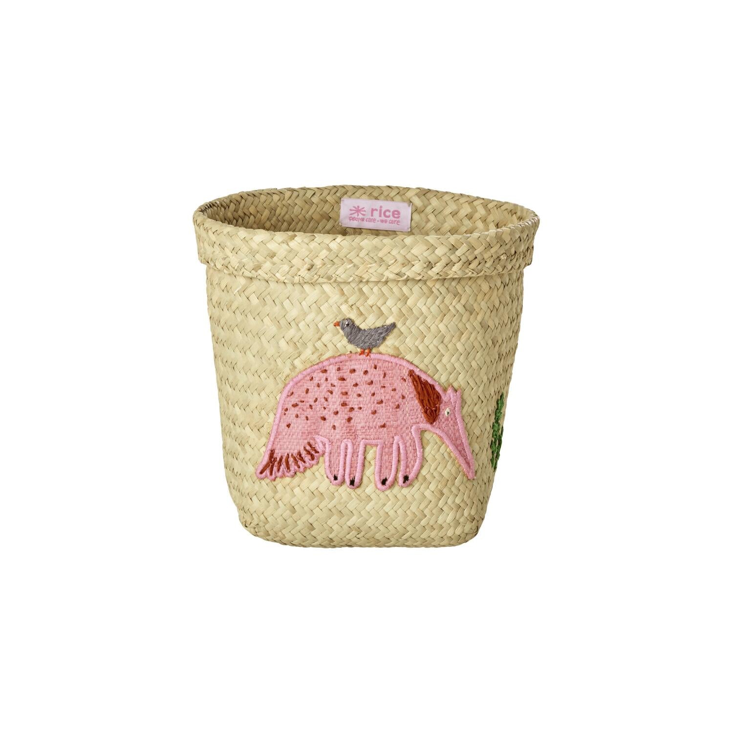 Runder Korb "Raffia - Animal" im 2er-Set - 20x19 cm (Natur/Bunt)