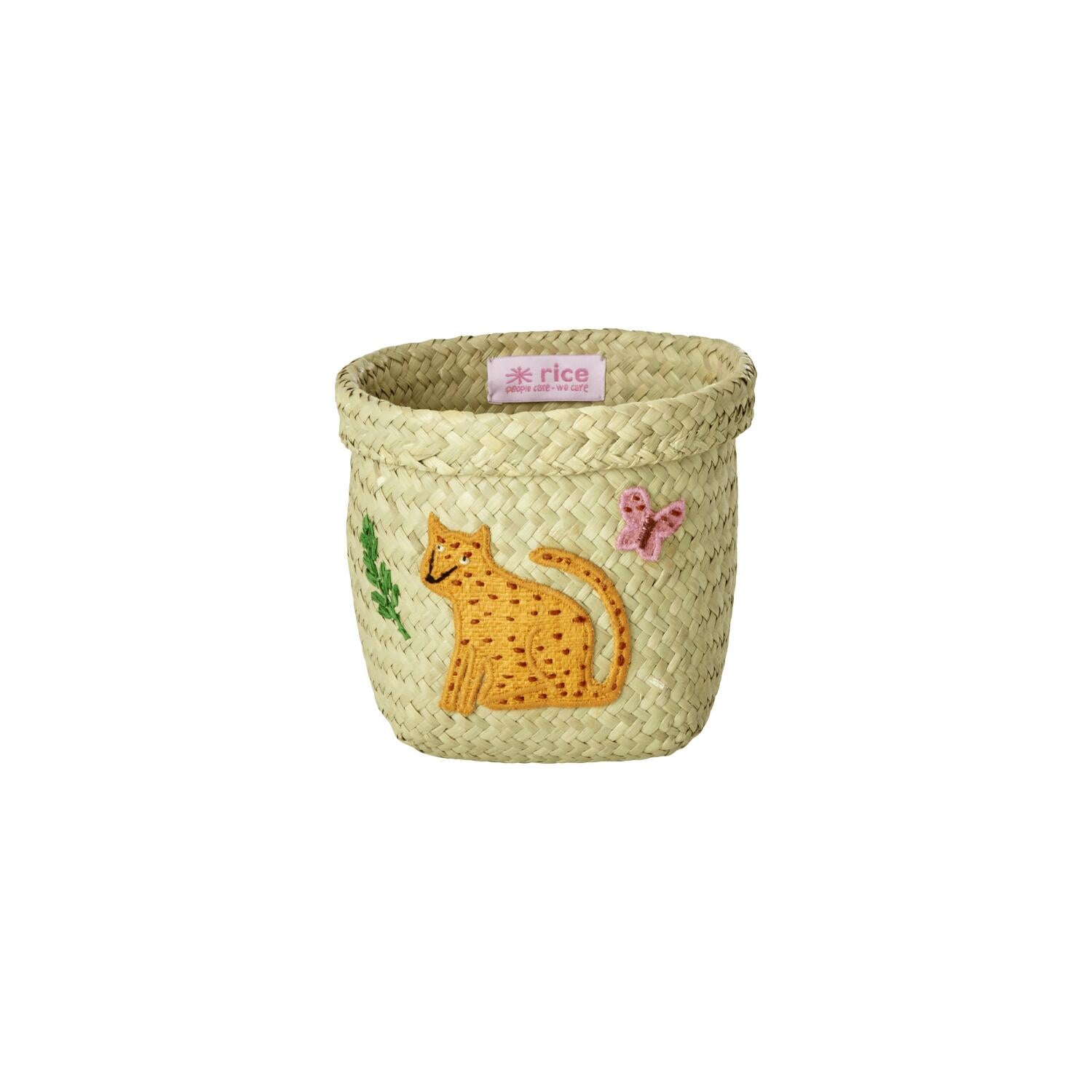 Runder Korb "Raffia - Animal" im 2er-Set - 20x19 cm (Natur/Bunt)