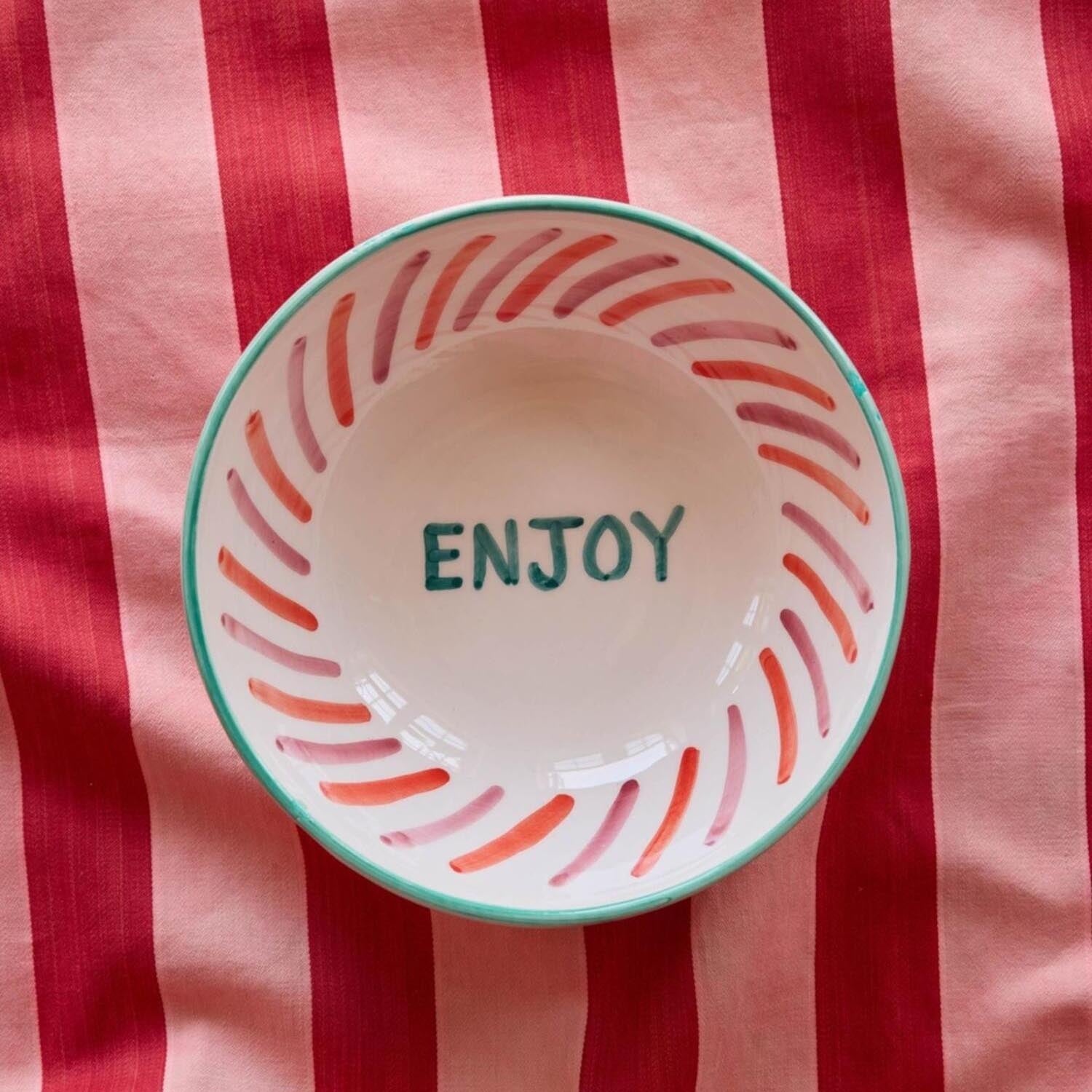 Salatschale aus Keramik - "Enjoy" - 820 ml (Rosa) Rice