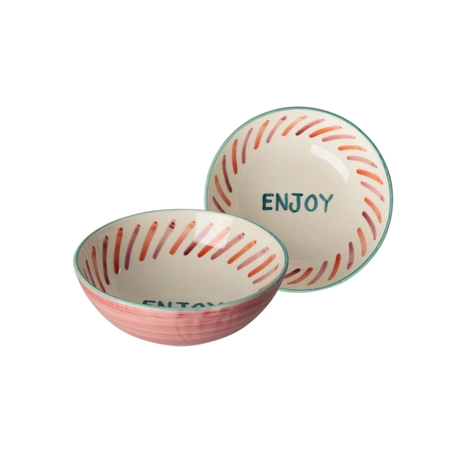 Salatschale aus Keramik - "Enjoy" - 820 ml (Rosa) Rice