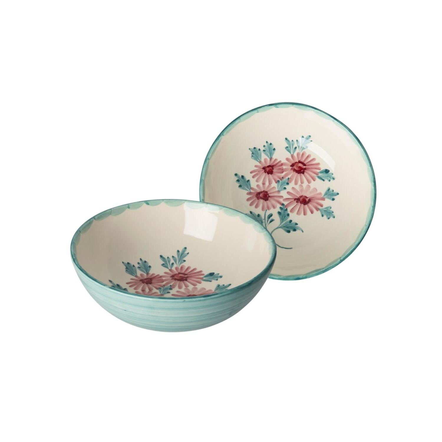 Salatschale aus Keramik - "Flowers" - 820 ml (Blau) Rice