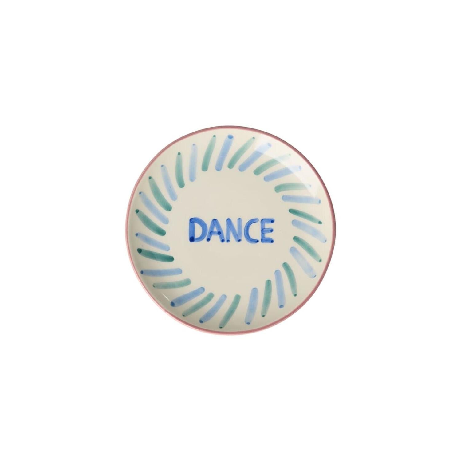 Kuchenteller aus Keramik "Dance" - 15 cm (Weiß/Blau) Rice