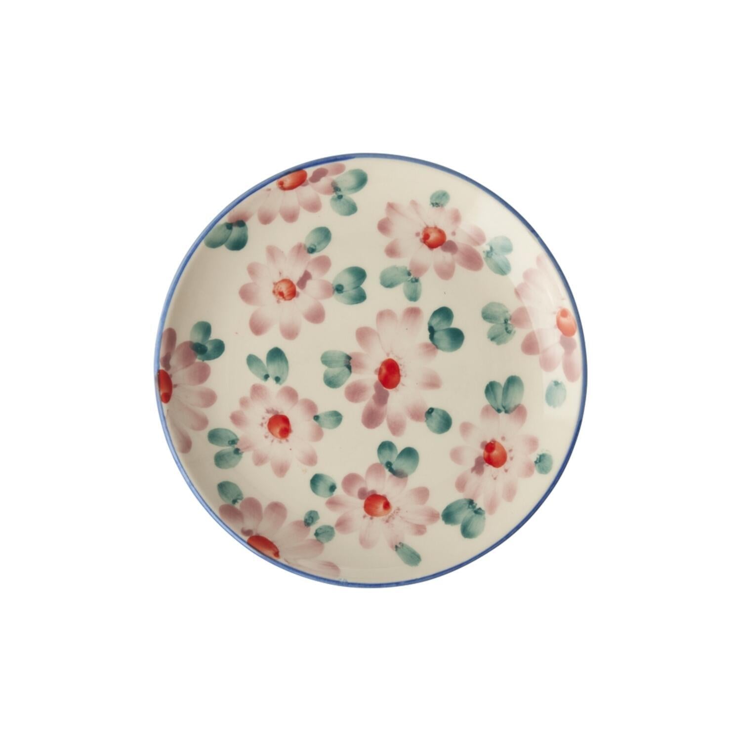 Keramik Kuchenteller "Flowers" (Bunt/Pink)